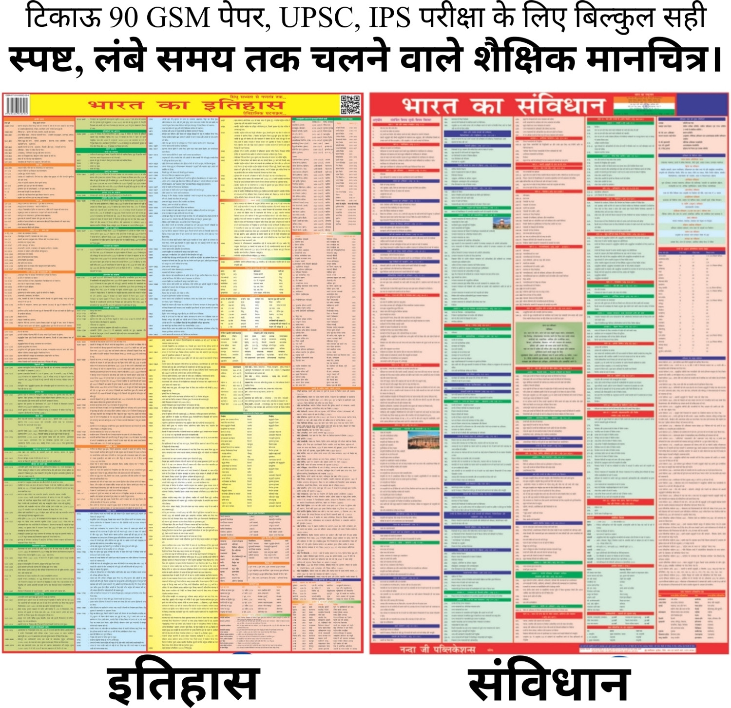 Image of Smart books publishers And Distributors (COMBO OF 6 INDIA & WORLD HINDI MAPS) INDIA & WORLD (Both Political & Physical) Constitution of India Hindi Chart & History of India Hindi Chart | Set Of 6 | Map Size (40inch * 28inch & 23inch*36inch) | Paper Print | Best Useful for UPSC, SSC, IES and other competitive Exams. Paper Print