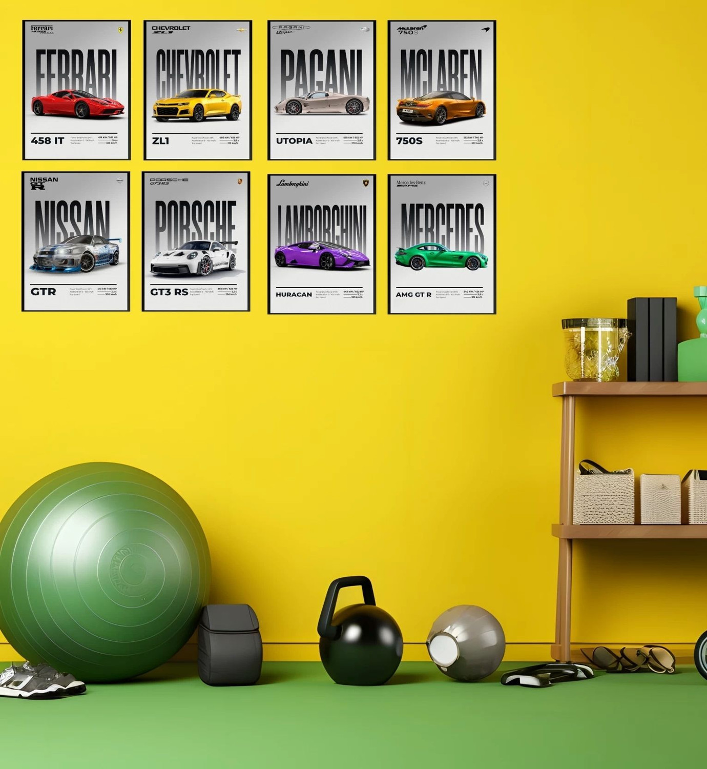 Image of Car Posters Set of 8 A4 Size - Car posters for wall Boys room - Super car poster - Porsche poster, BMW poster - Car wallpaper - Gifting ideas for men boys - Cars gift - Car Wall Art - Car stickers for wall Photographic Paper (12 inch X 8 inch) Photographic Paper