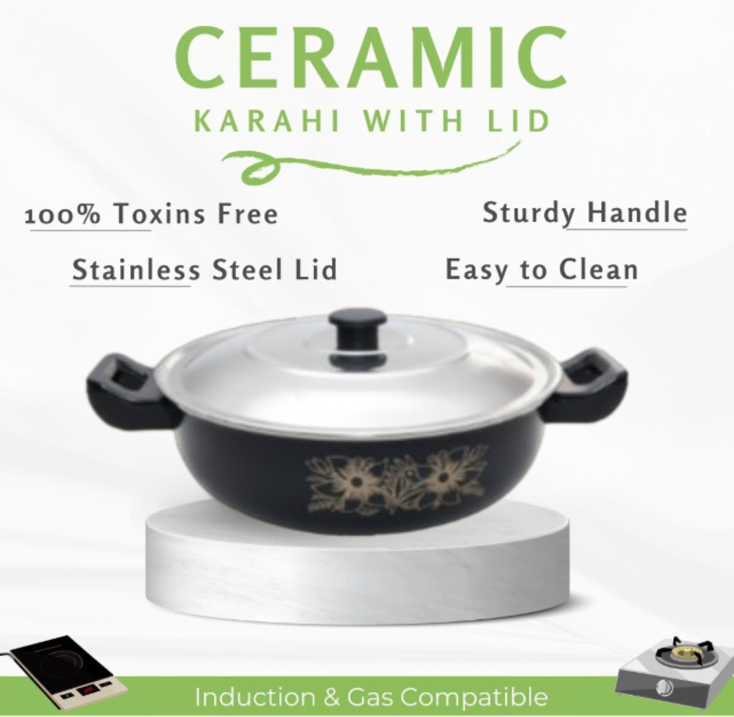 Image of Cook Pro .Karahi-LId-26Guage,,. /.. Kadhai 28 cm diameter with Lid 3.5 L capacity