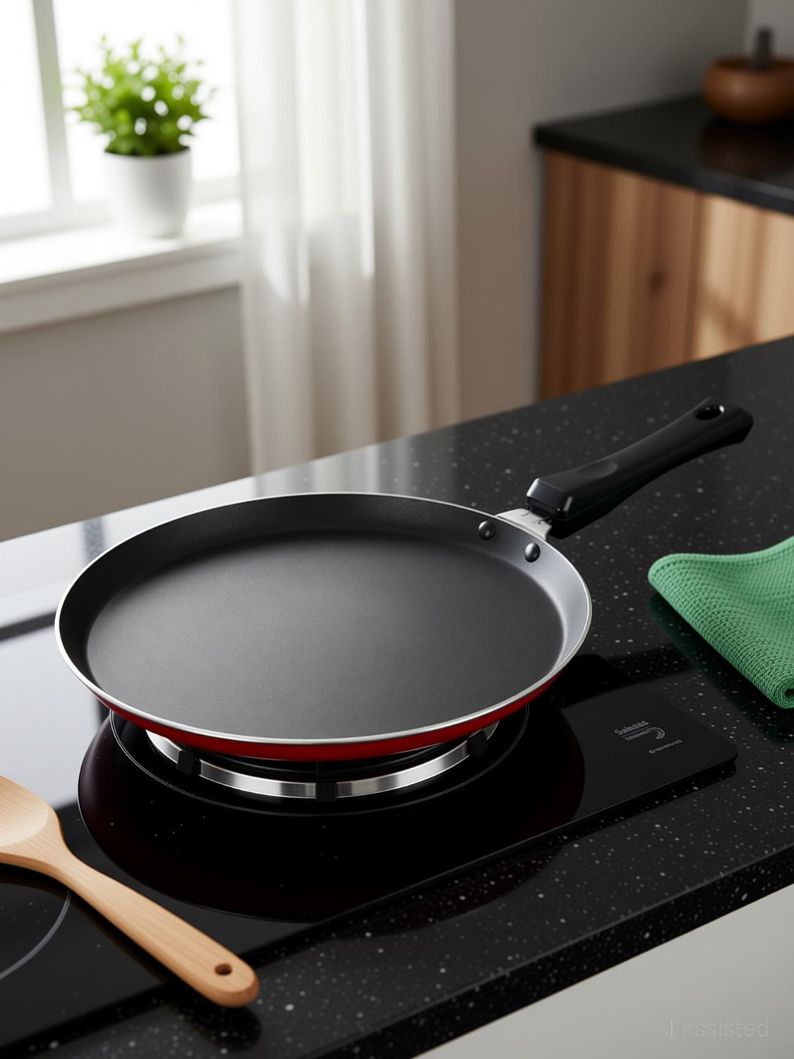 Image of Sahas Non Induction Base 28 cm Nonstick Dosa Tawa Tawa 28 cm diameter