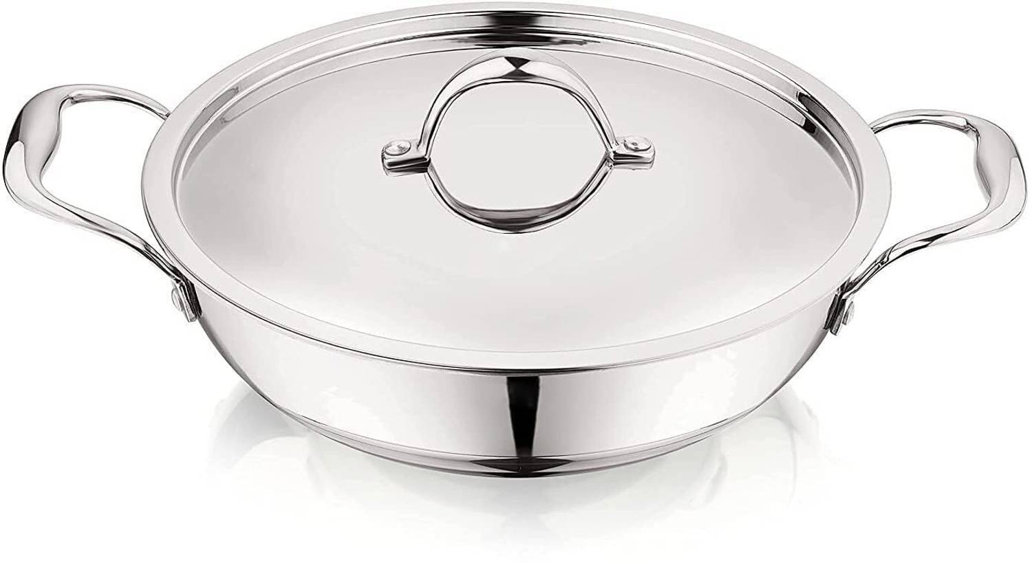 THE INDIAN AURA Cookware Deep Frying Kadai for Cooking | Triply Kadai with Lid | Kadhai 16 cm diameter with Lid 1 L capacity — Kadai & Handi