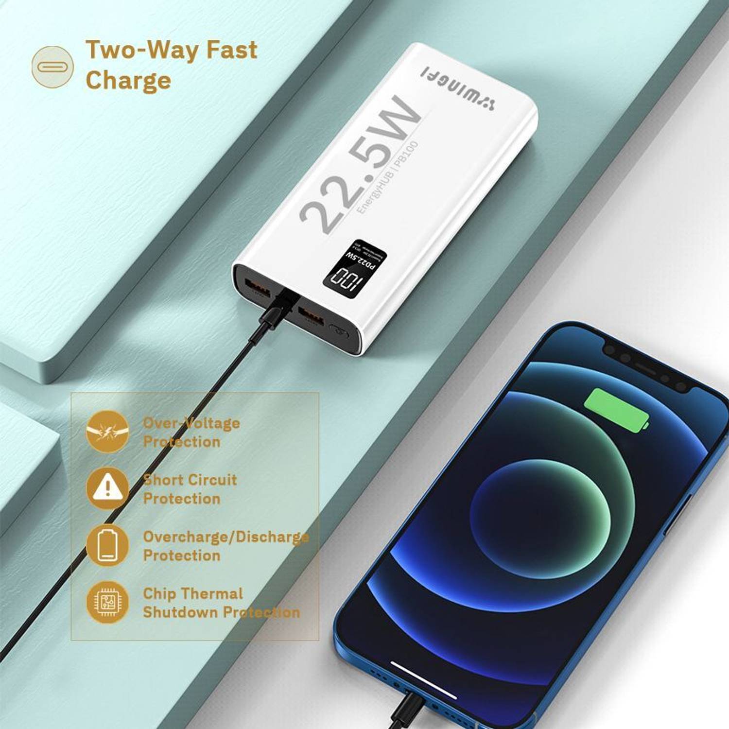 WINgFI 200000 mAh 22.5W Slim Power Bank White - Image 5
