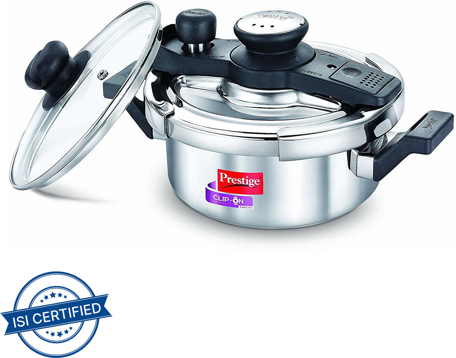 Image of Prestige Svachh Clip on Mini 2 L Induction Bottom Pressure Cooker (Stainless Steel)