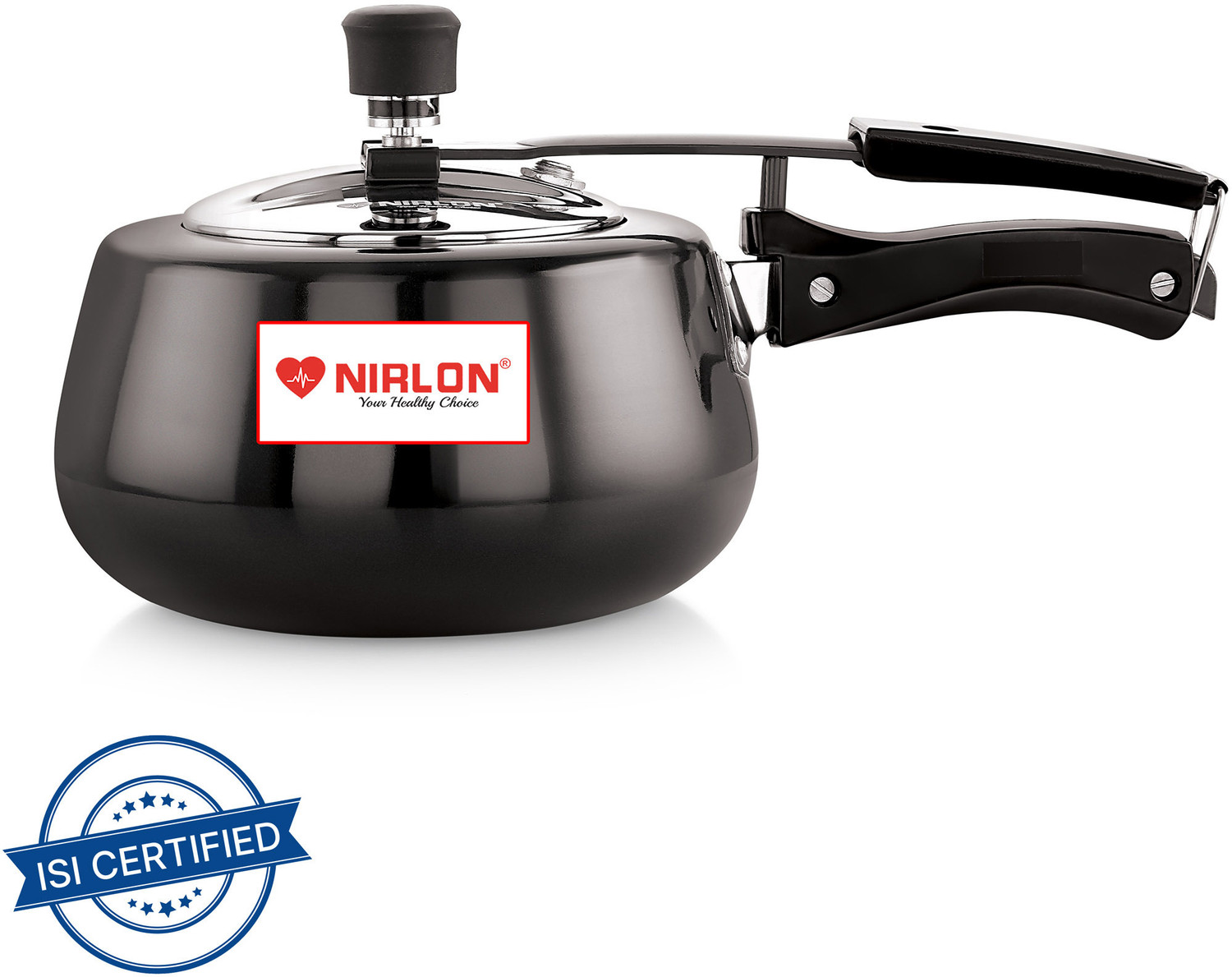 Image of NIRLON Induction Base Hard Anodised Inner Lid Aluminium Pressure Cooker, 3LTR, Black 3 L Induction Bottom Pressure Cooker (Hard Anodized)