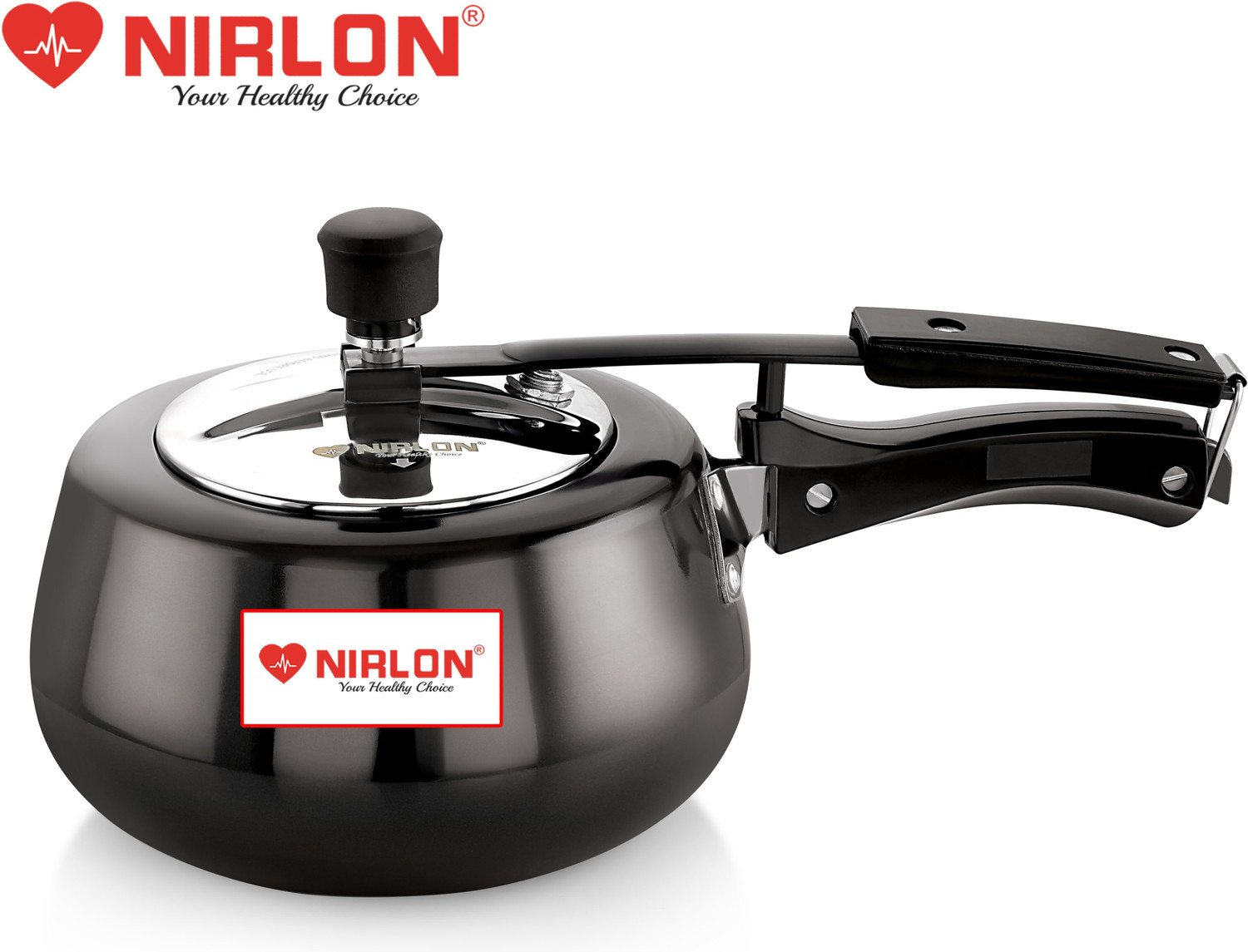 Image of NIRLON Induction Base Hard Anodised Inner Lid Aluminium Pressure Cooker, 3LTR, Black 3 L Induction Bottom Pressure Cooker (Hard Anodized)