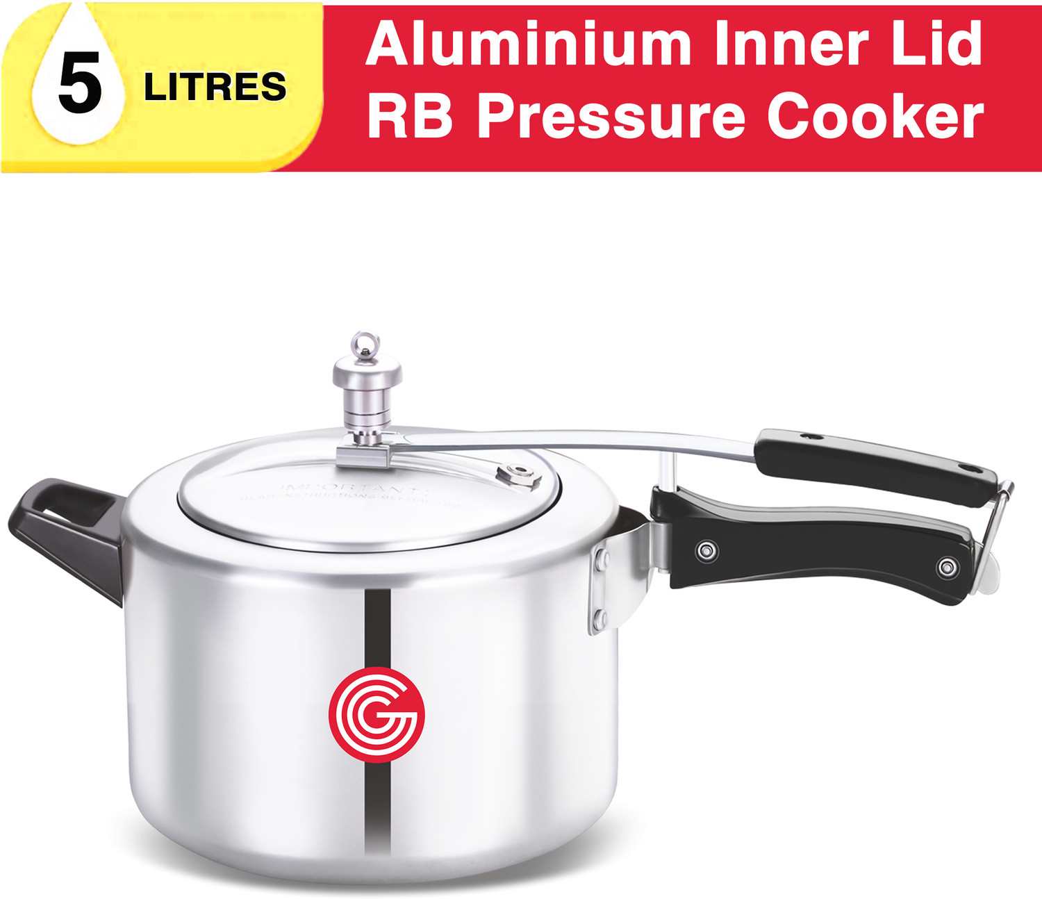 Image of globe Kiwi Regular Base with Inner Lid |6 Years Warranty 5 L Inner Lid Pressure Cooker