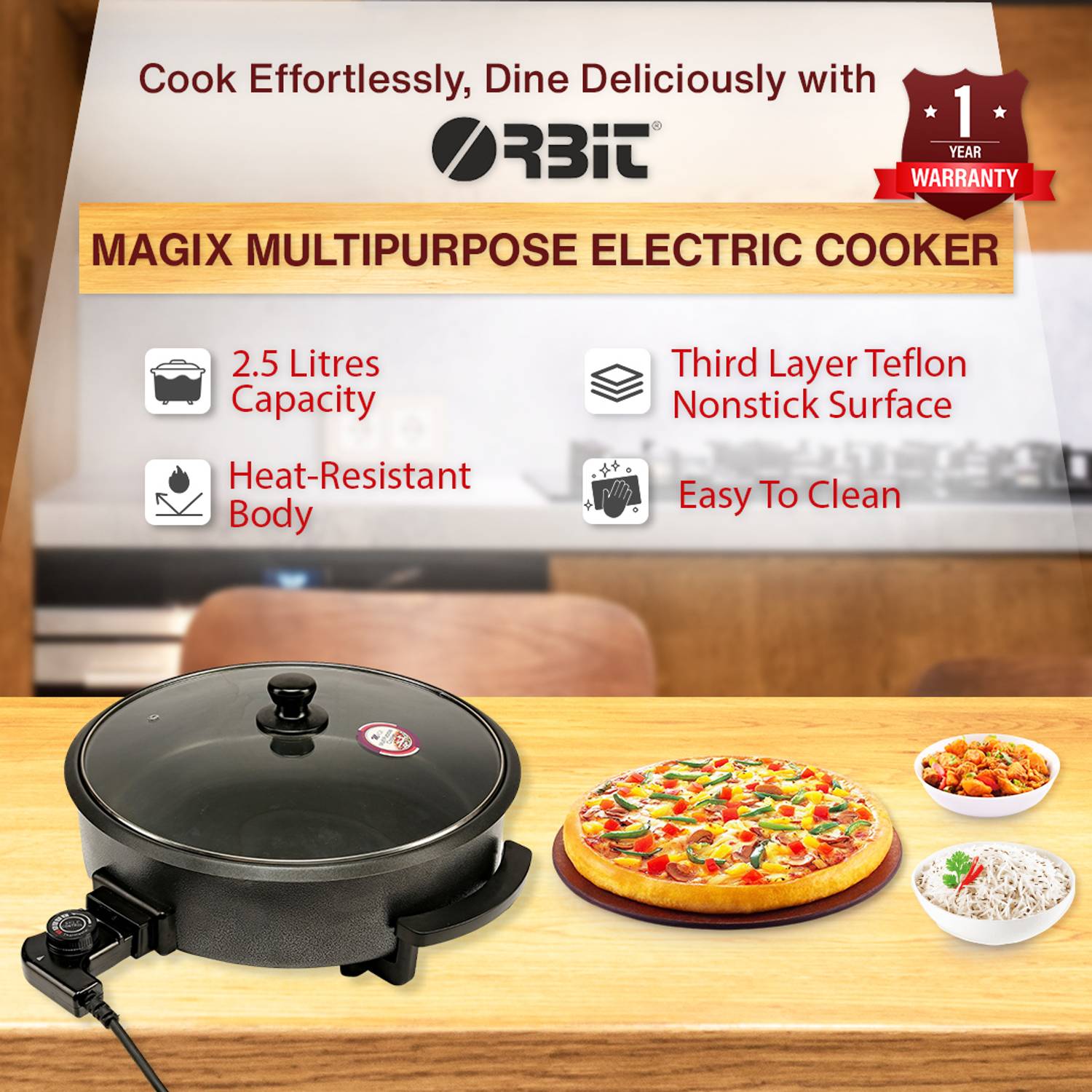ORBIT Electric Magix Multipurpose Travel Cooker Black - Image 5