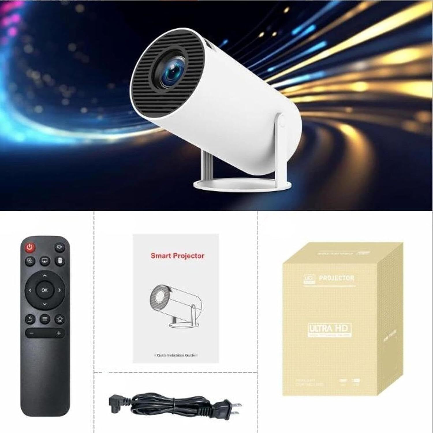 Image of ENMORA SSE Portable Mini Projector, 4K 1080P Full HD Projector VG22 (2200 lm / Remote Controller) Portable Projector