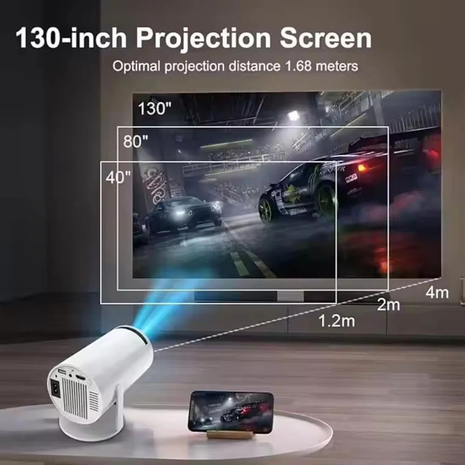 Image of Czech KNE Portable Mini Projector, 4K 1080P Full HD Projector GG11 (2200 lm / Remote Controller) Portable Projector