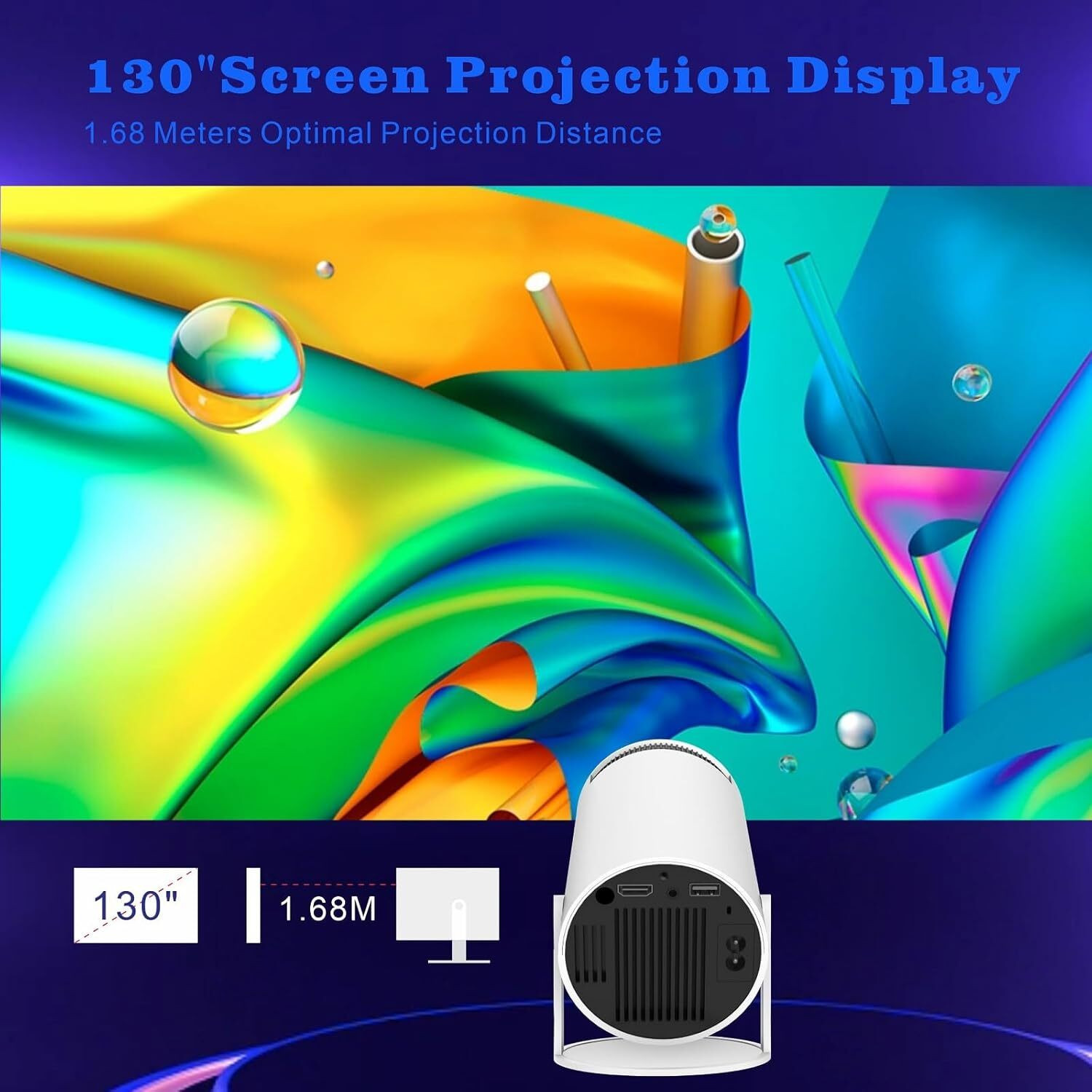 Image of TECHEL SKE Portable Mini Projector, 4K 1080P Full HD Projector RE17 (2200 lm / Remote Controller) Portable Projector