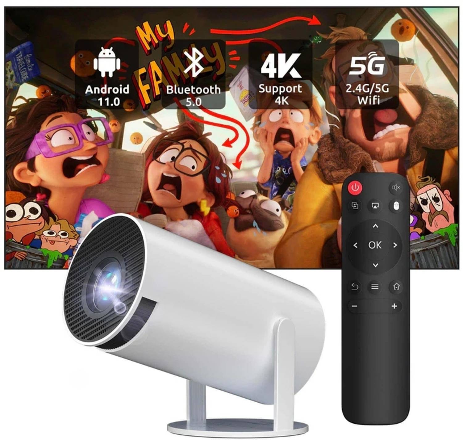 roxfire HY300 Smart Portable Android 11 Mini Projector - Image 3