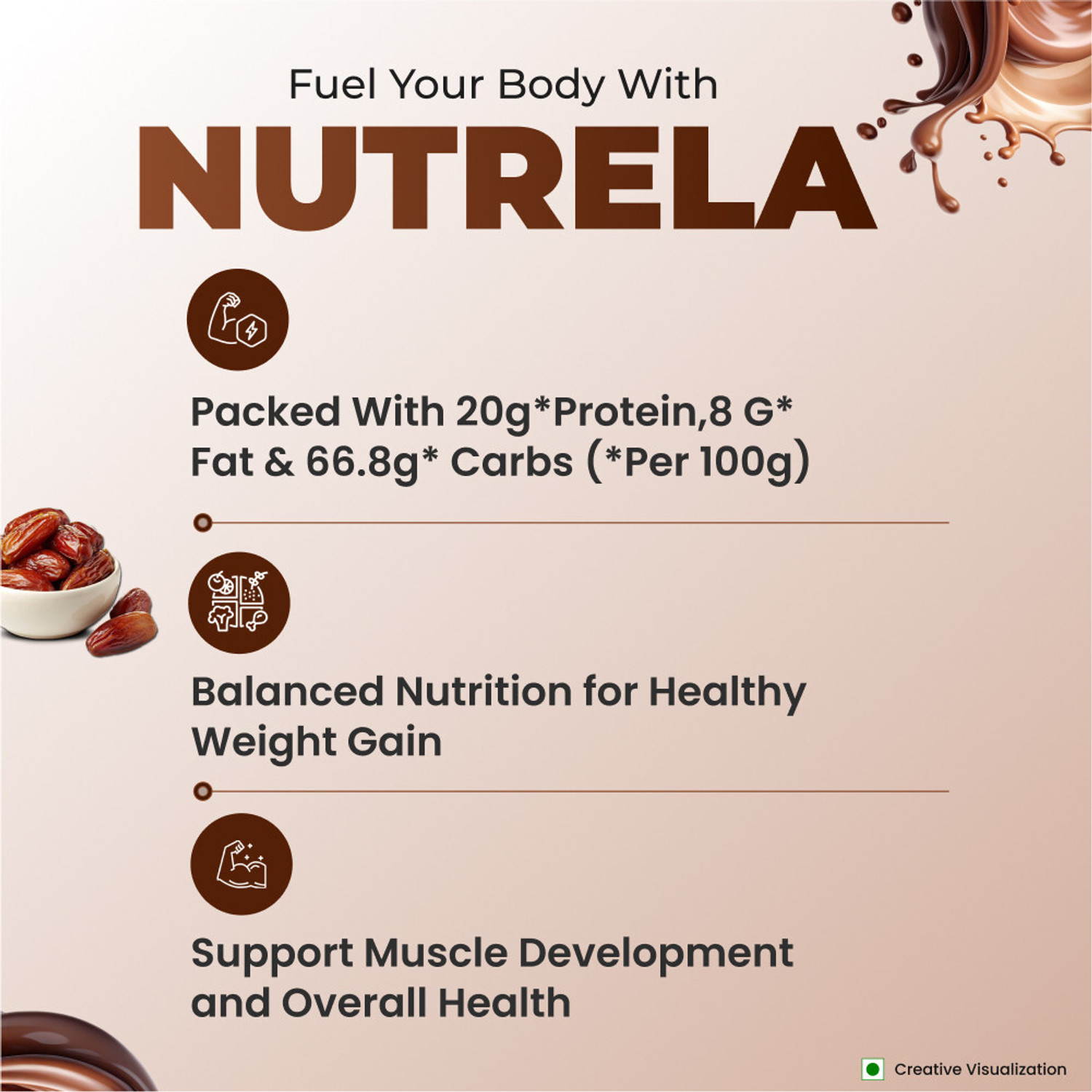 Image of NUTRELA WEIGHT GAIN CHOCOLATE POWDER