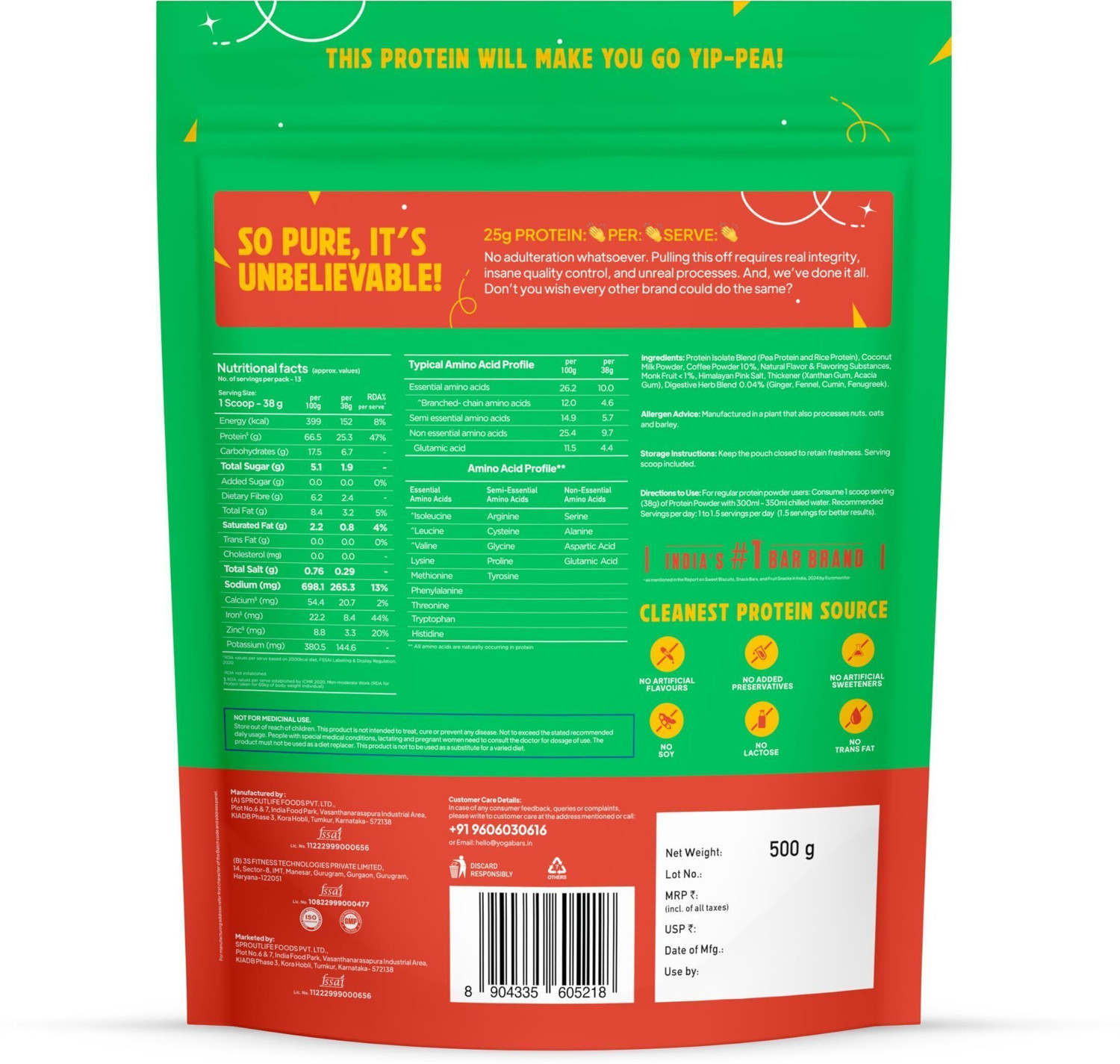 Image of Yogabar Plant Protein Coffee | 25g per scoop | Clean ingredients Plant-Based Protein