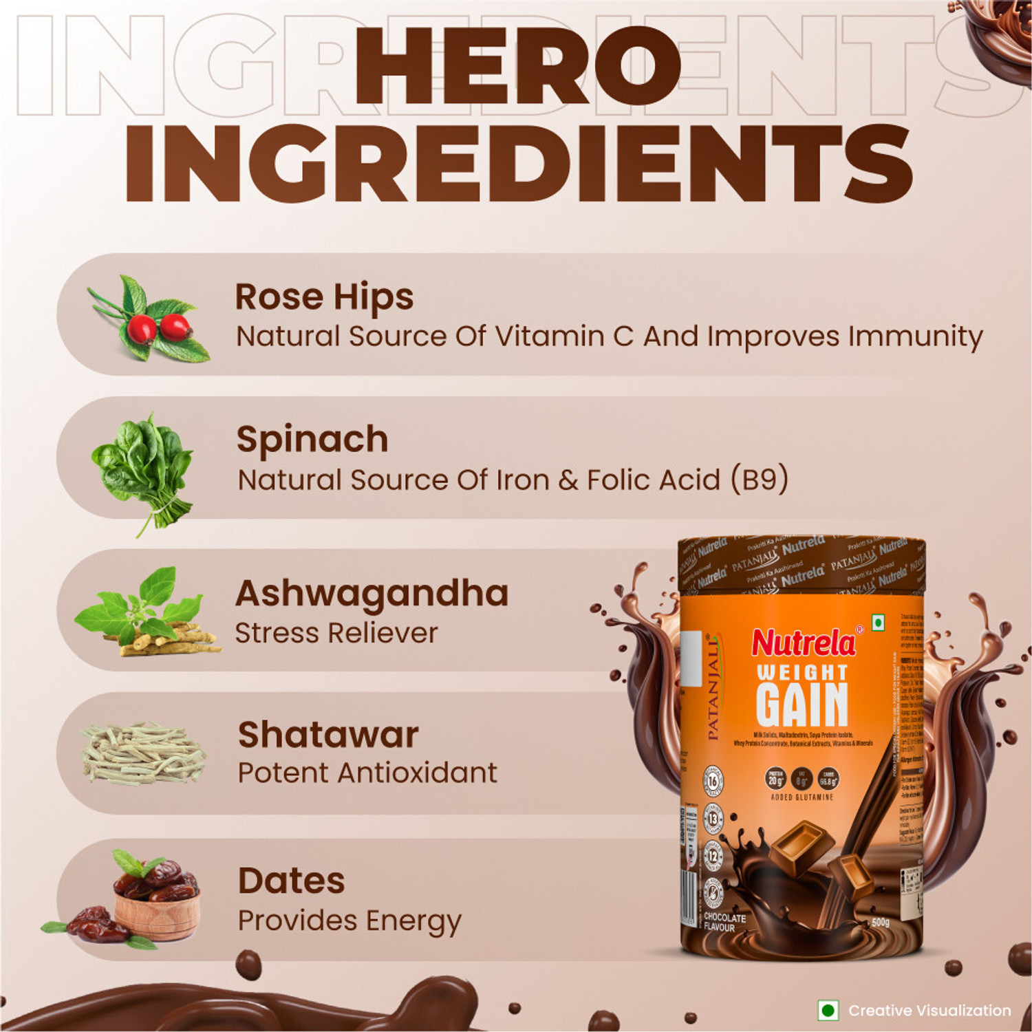 Image of NUTRELA WEIGHT GAIN CHOCOLATE POWDER