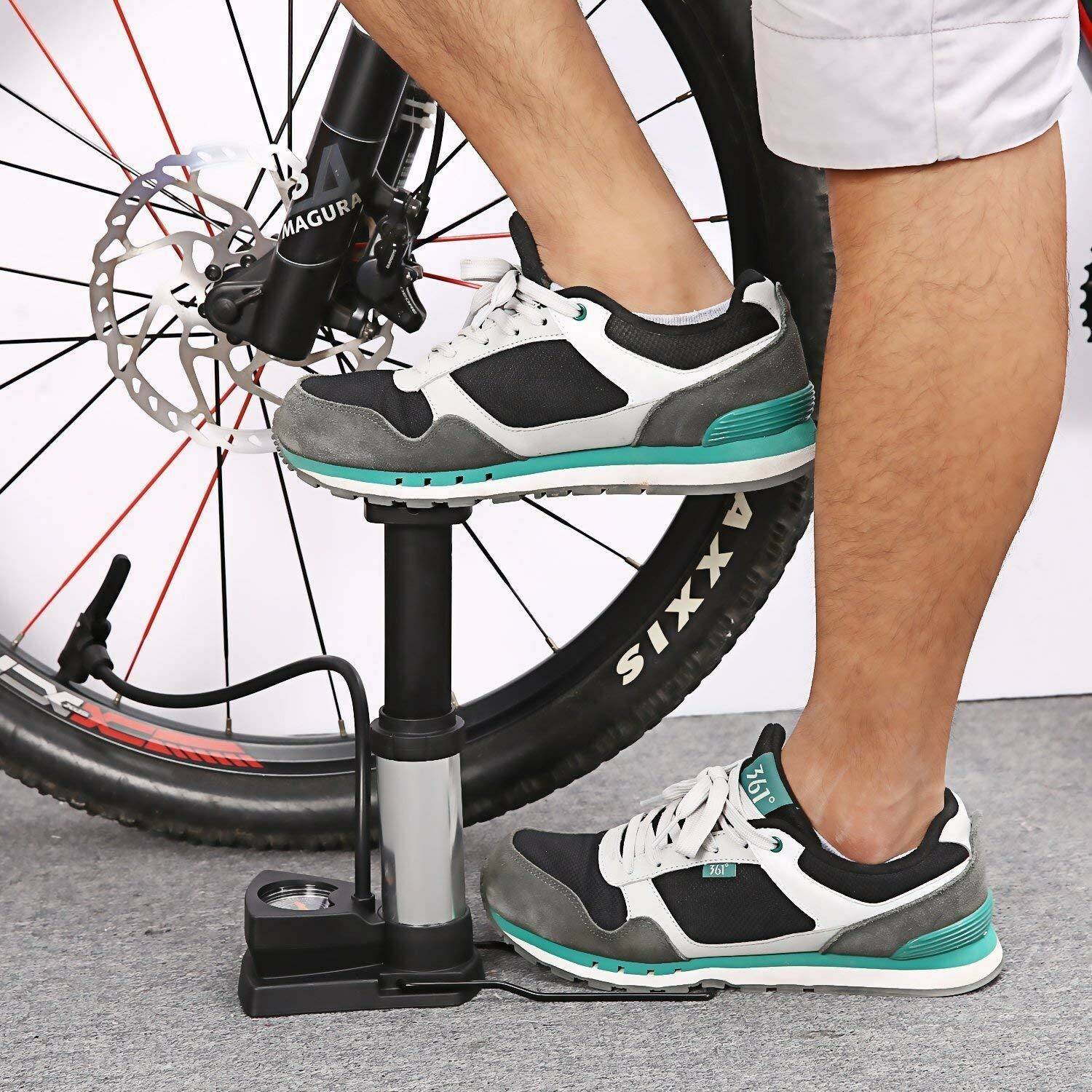 ALPHABITA Portable Mini Bike Pump/Bicycle Air Pump Foot Activated Mini Floor Cycle Pump Motorcycle, Bicycle, Car, Football Pump Pump
