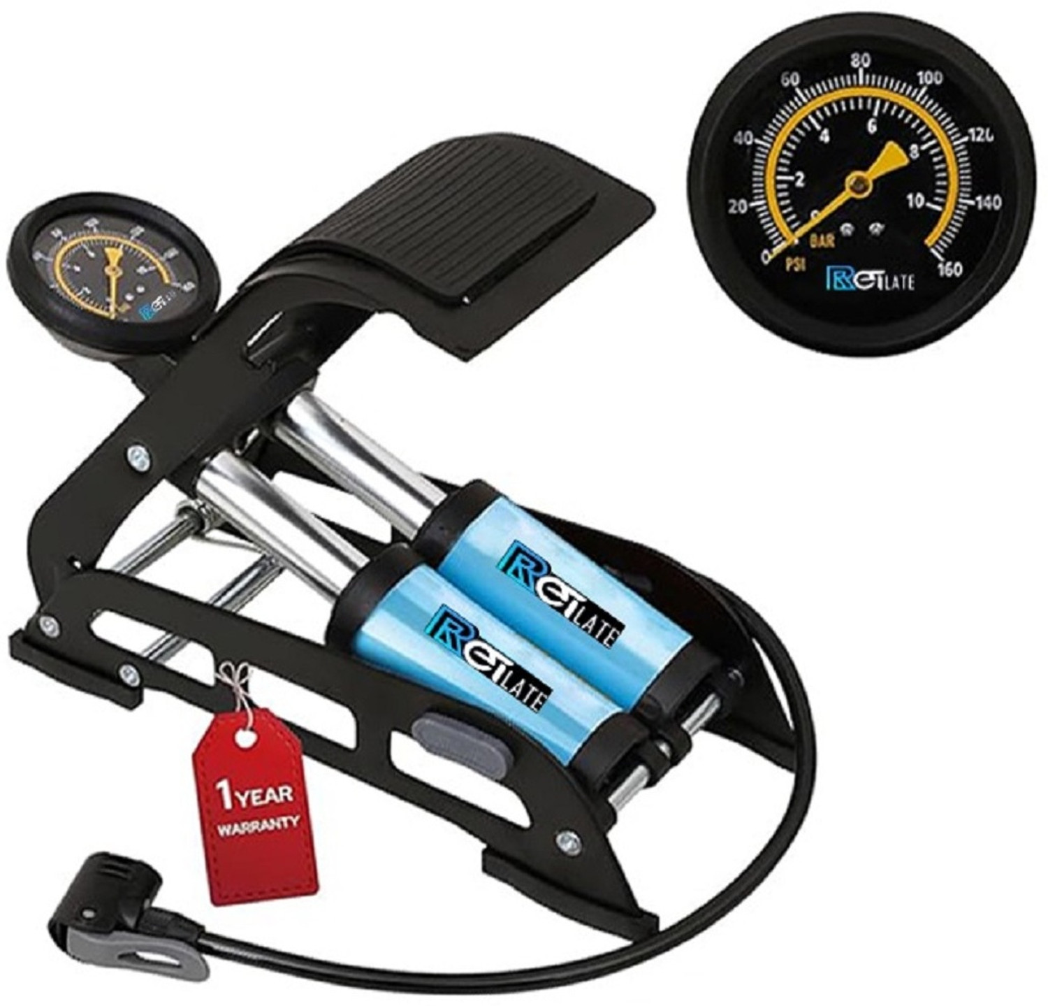 Image of RETLATE 180 psi Tyre Air Pump for Car & Bike 180 psi Tyre Air Pump for Car & Bike