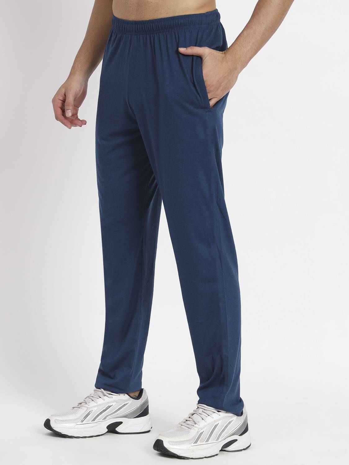 9LKHA Solid Men Blue Track Pants