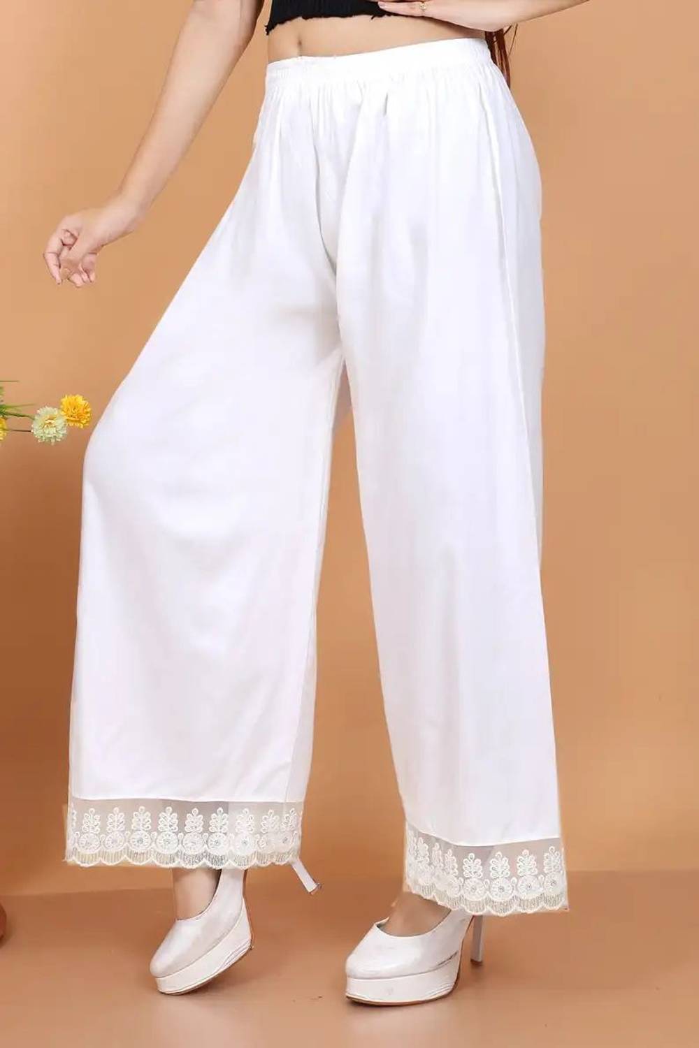 Aisha Comfort Fit Women White Trousers