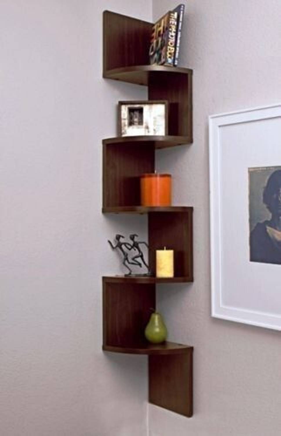 Surya Ind Corner Zigzag - Brown Wooden Wall Shelf MDF (Medium Den