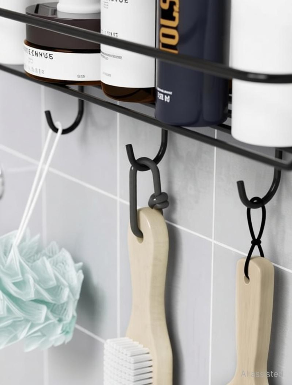 Image of KYASO 2-Tier Wall Mounted Bathroom & Kitchen Storage Rack (Adhesive Mount) Stainless Steel Wall Shelf