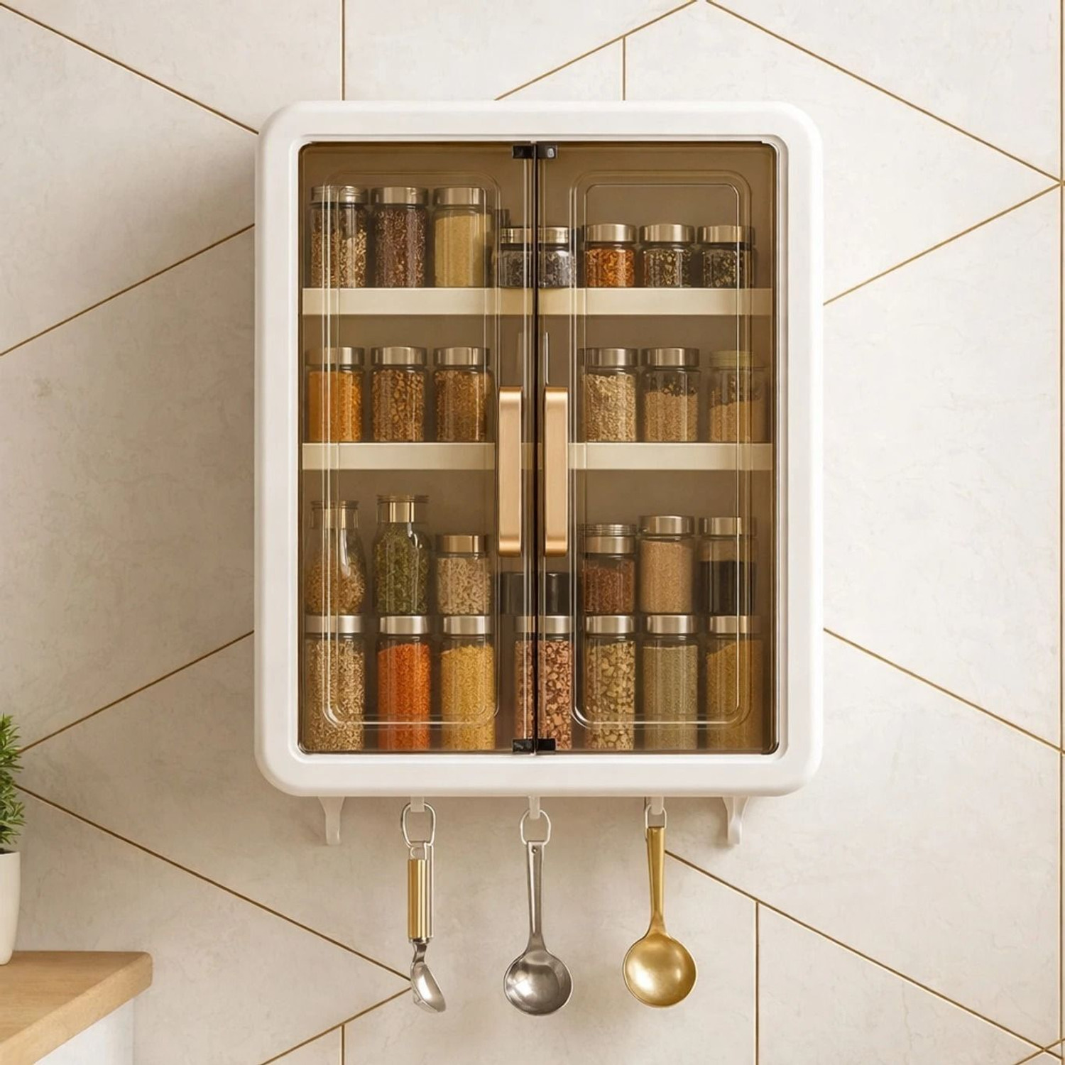Image of ADONZ ESKIA Bathroom Storage Organizer Bathroom Cabinet Kitchen Plastic Wall Shelf (Number of Shelves - 2, Multicolor)