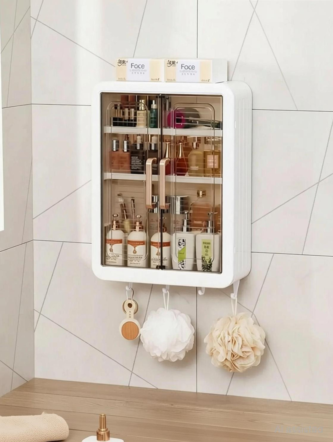 Image of ADONZ ESKIA Bathroom Storage Organizer Bathroom Cabinet Kitchen Plastic Wall Shelf (Number of Shelves - 2, Multicolor)