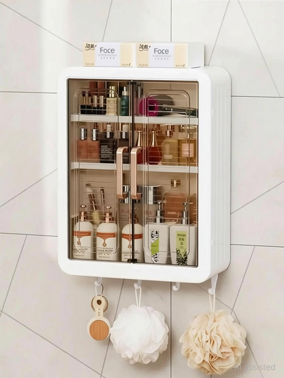 Image of ADONZ ESKIA Bathroom Storage Organizer Bathroom Cabinet Kitchen Plastic Wall Shelf (Number of Shelves - 2, Multicolor)
