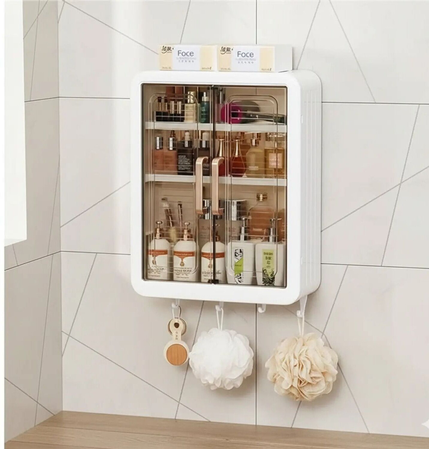 Image of ADONZ ESKIA Bathroom Storage Organizer Bathroom Cabinet Kitchen Plastic Wall Shelf (Number of Shelves - 2, Multicolor)