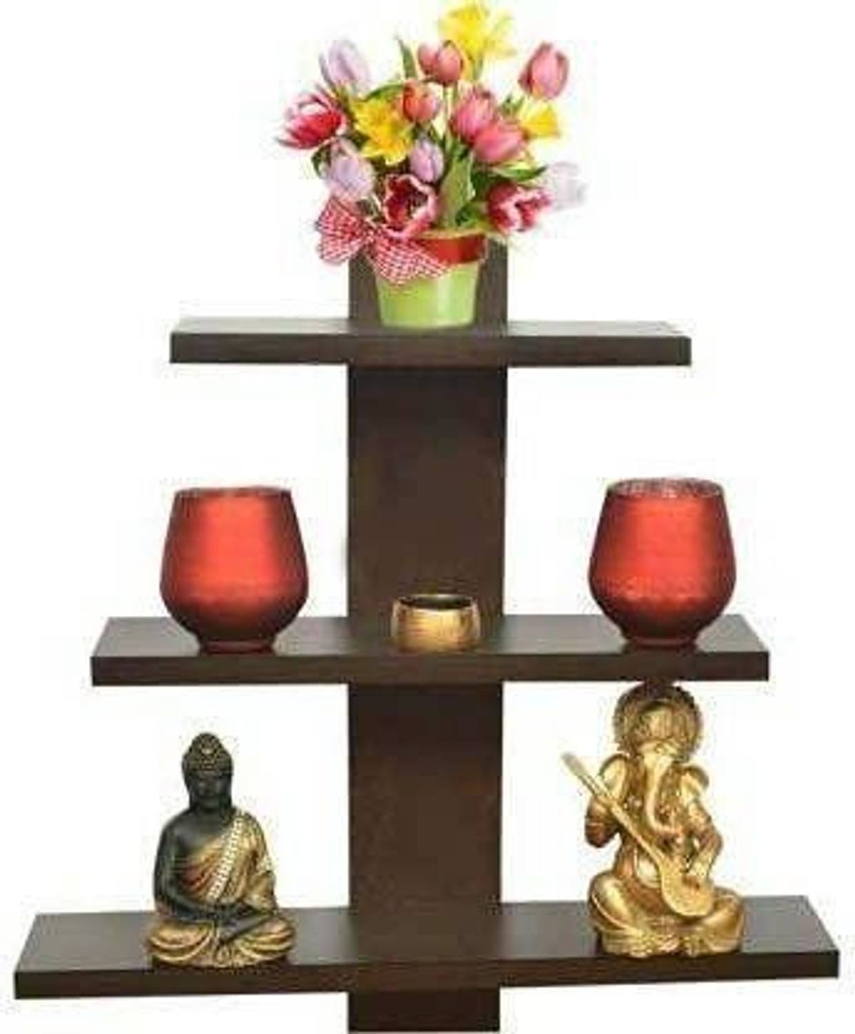 CLASSICART Wooden Wall Shelf (Number of Shelves - 3, Brown)