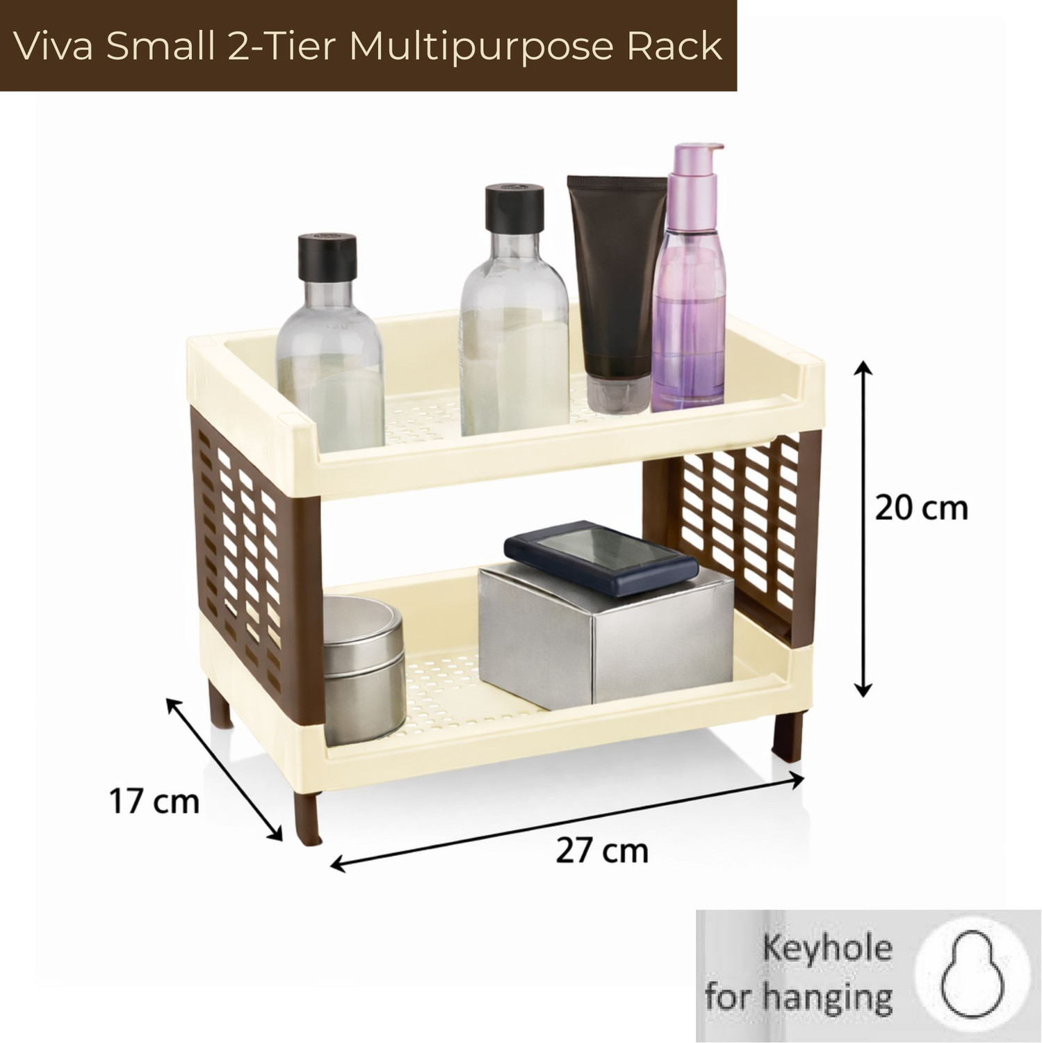 Image of Sonal - VIVA Small Size,2 Layer Rack for Office, Kitchen - Shelf Stand & Wall hanging Plastic Wall Shelf