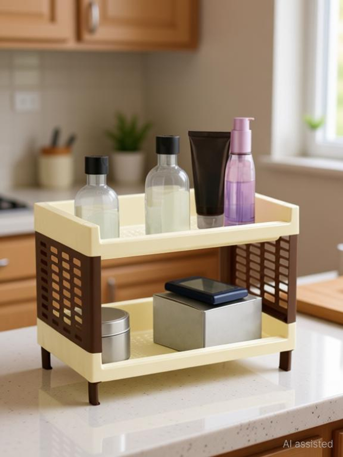 Image of Sonal - VIVA Small Size,2 Layer Rack for Office, Kitchen - Shelf Stand & Wall hanging Plastic Wall Shelf