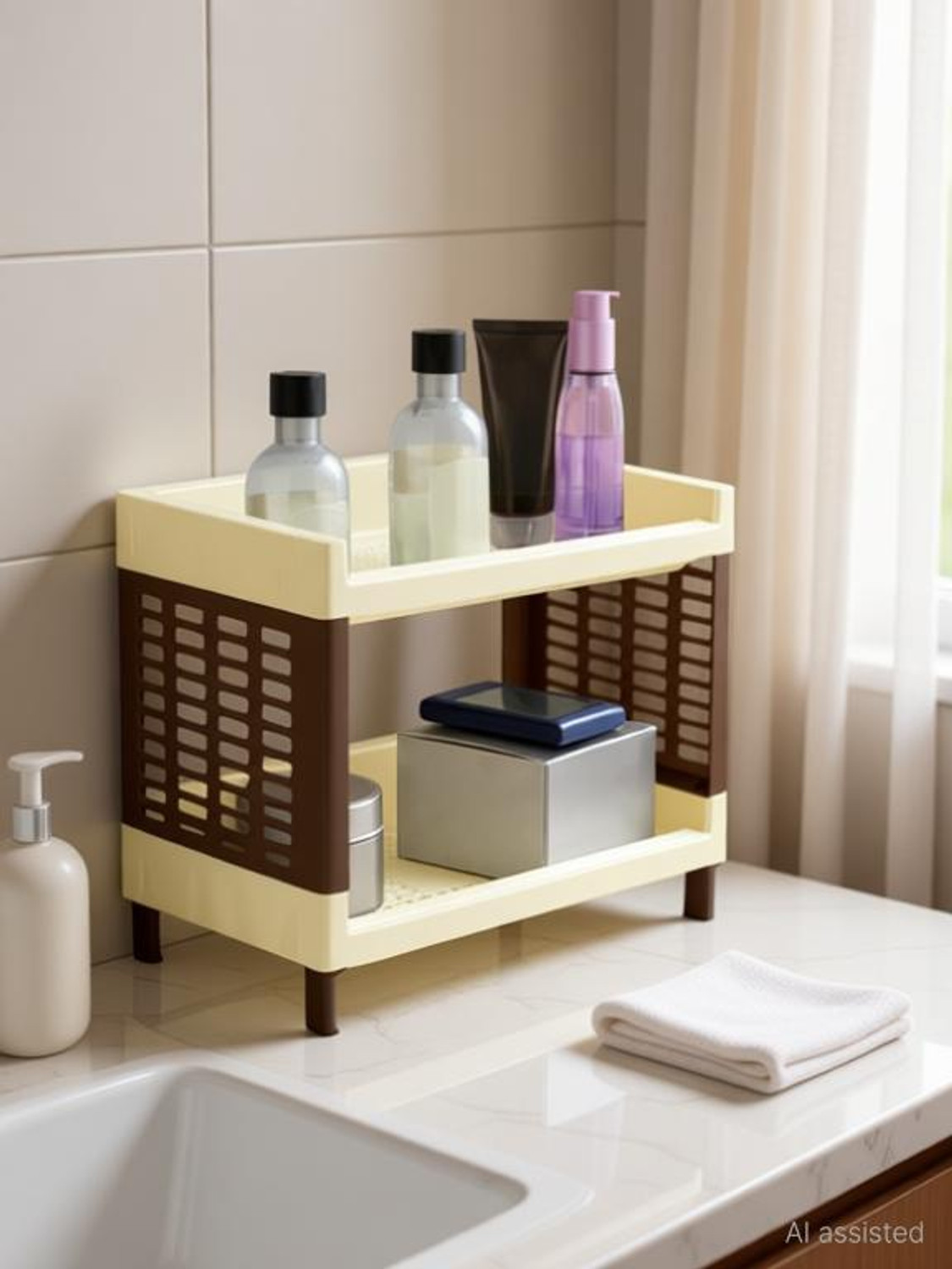 Image of Sonal - VIVA Small Size,2 Layer Rack for Office, Kitchen - Shelf Stand & Wall hanging Plastic Wall Shelf