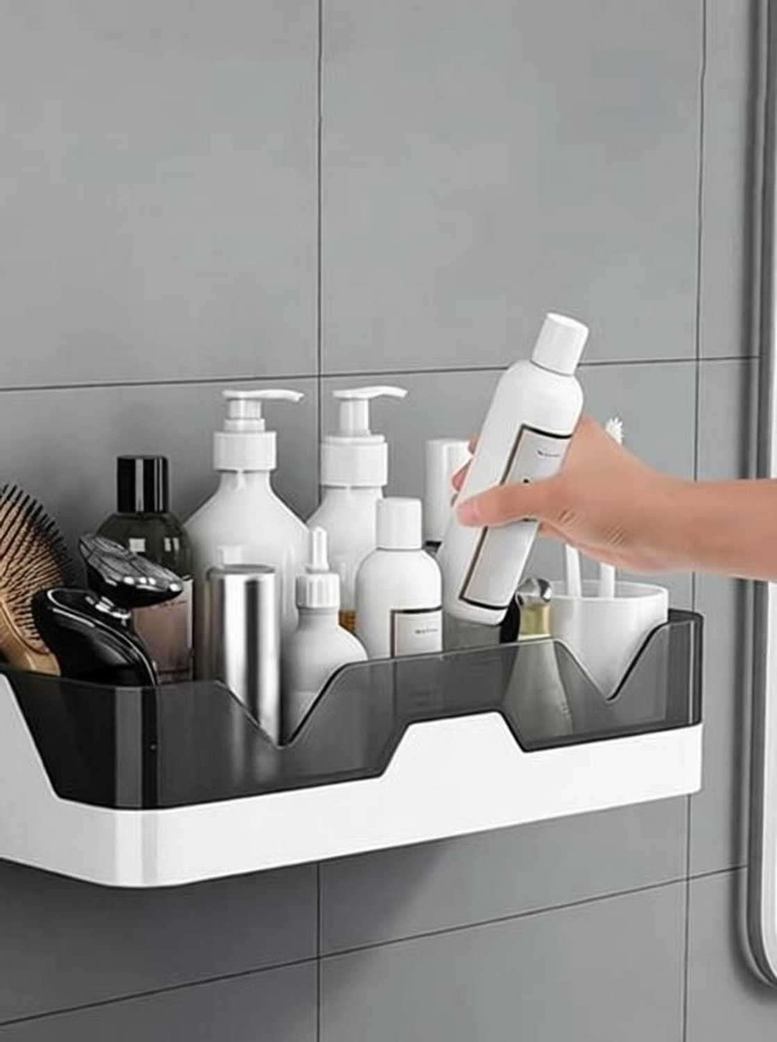Image of iSTAR Self Adhesive Kitchen and Bathroom Wall Organizer Plastic Wall Shelf