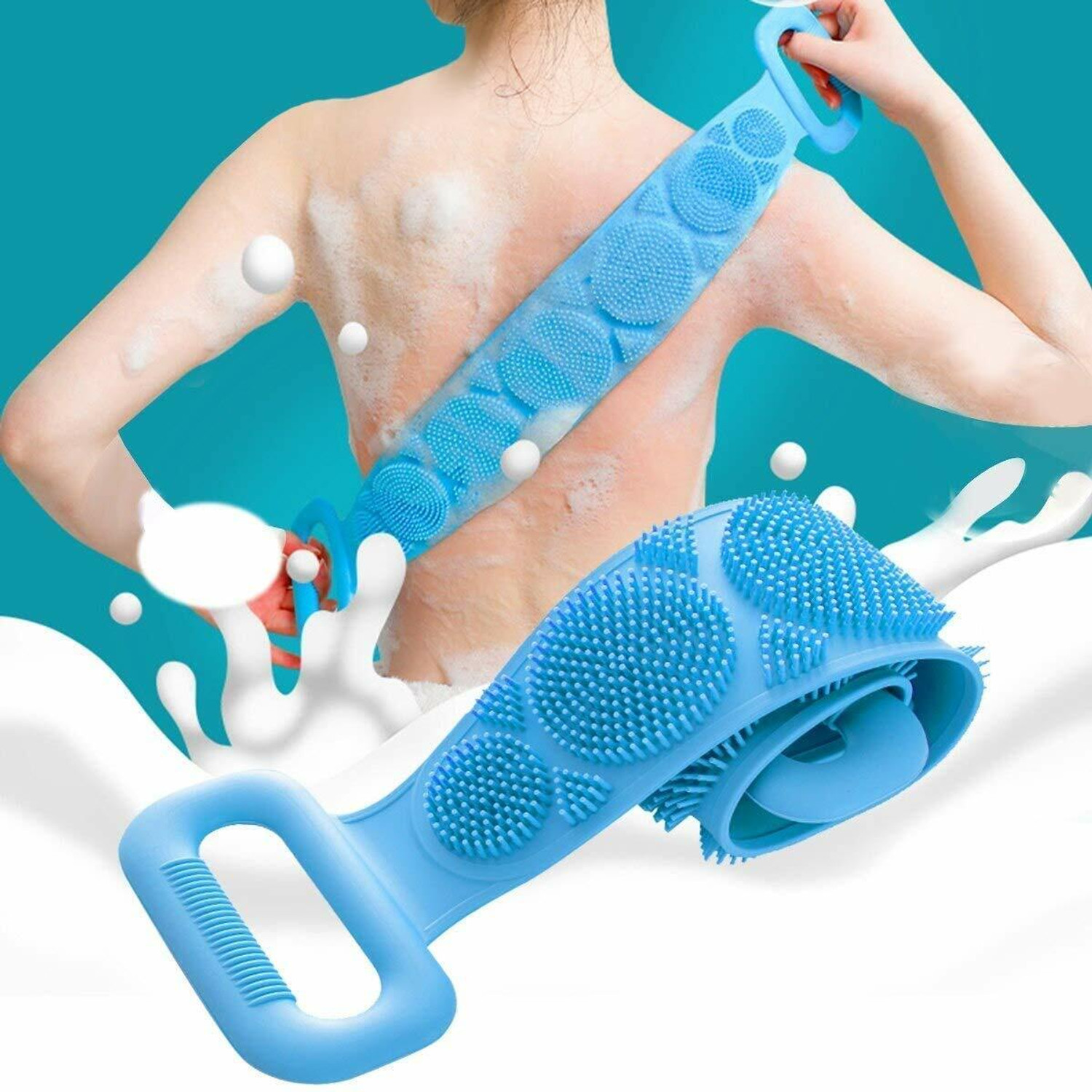 Image of DEVCHHAYA ENTERPRISE Body Wash Silicone Body Scrubber Belt Double Side Shower Belt Removes Bath Towel Scrub Pad