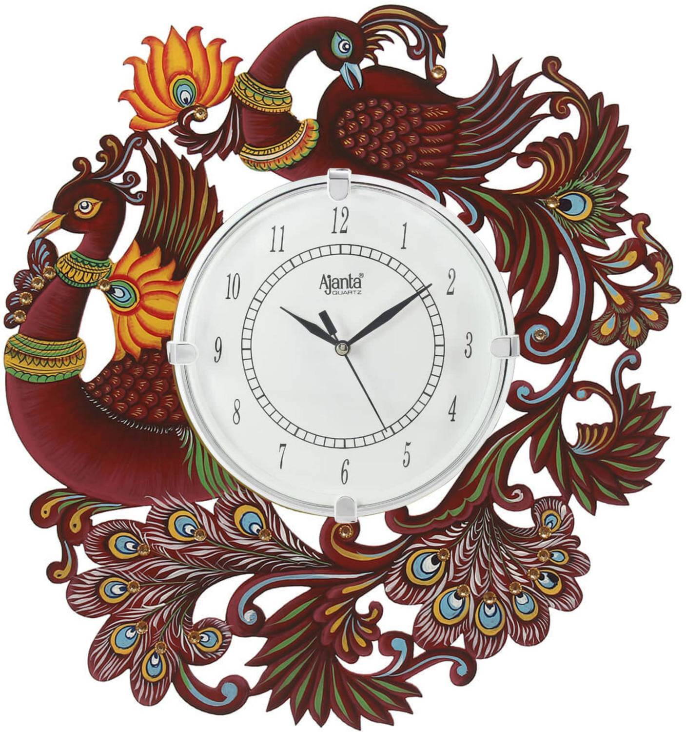 AJANTA Analog 35 cm X 33 cm Wall Clock (Red, With Glass, Standard