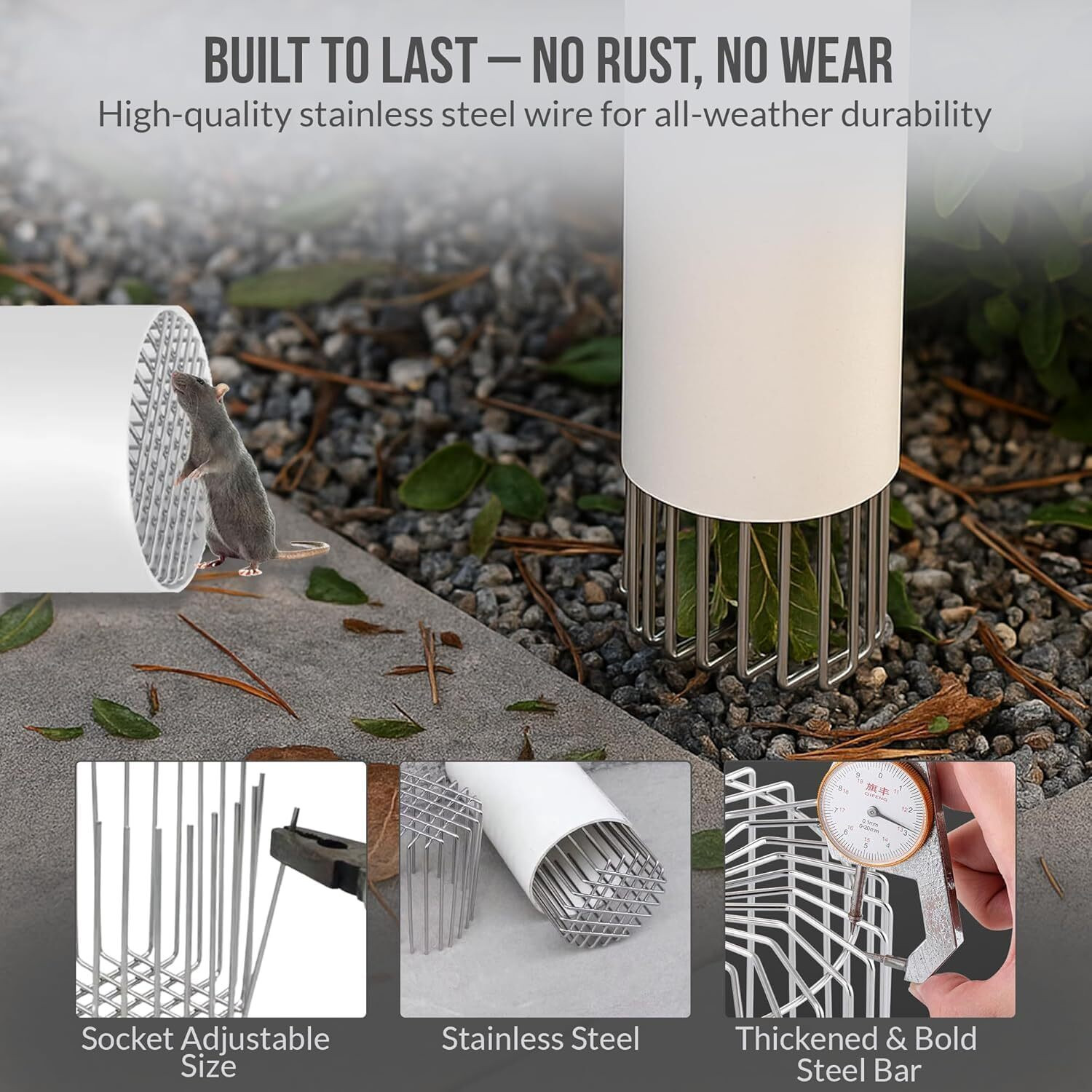 Image of Nandjiya Anti Rat Drain Pipe Cover for 95-100mm Pipes | Rust Resistant Live Trap