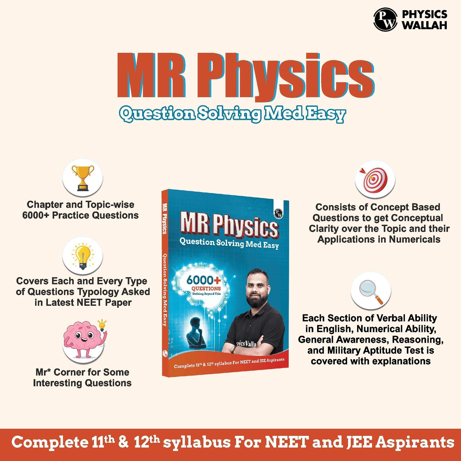 Image of PW MR Physics Questions Solving Med Easy | Chapterwise and Topicwise 6000+ Practice Questions with Answer Keys | Complete Class 11 & 12 Syllabus For NEET and JEE - PW Physics Book with 2 Disc