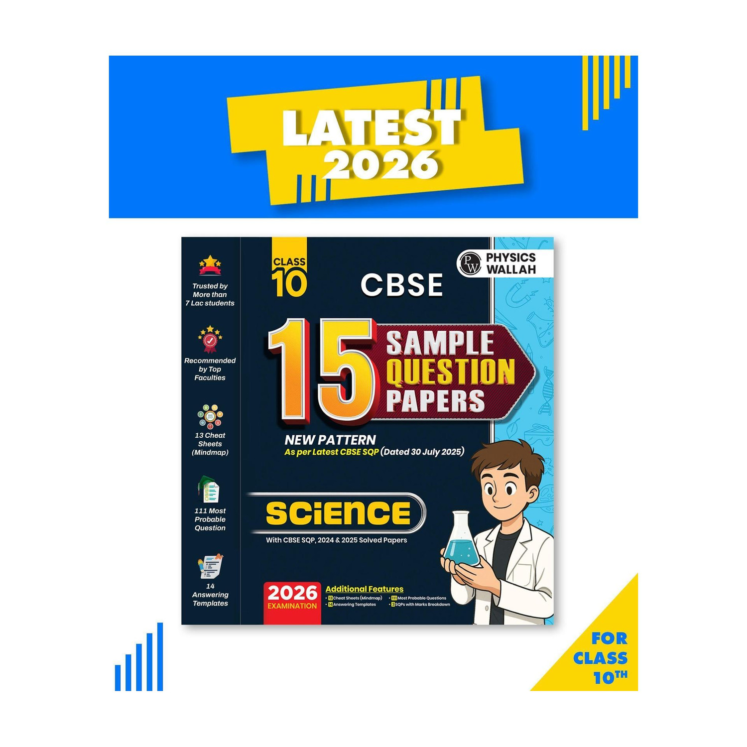 Image of PW CBSE Class 10 Science Sample Papers 2026 | 15 Papers + Mind Maps, 111 Most Probable Questions & Answering Templates