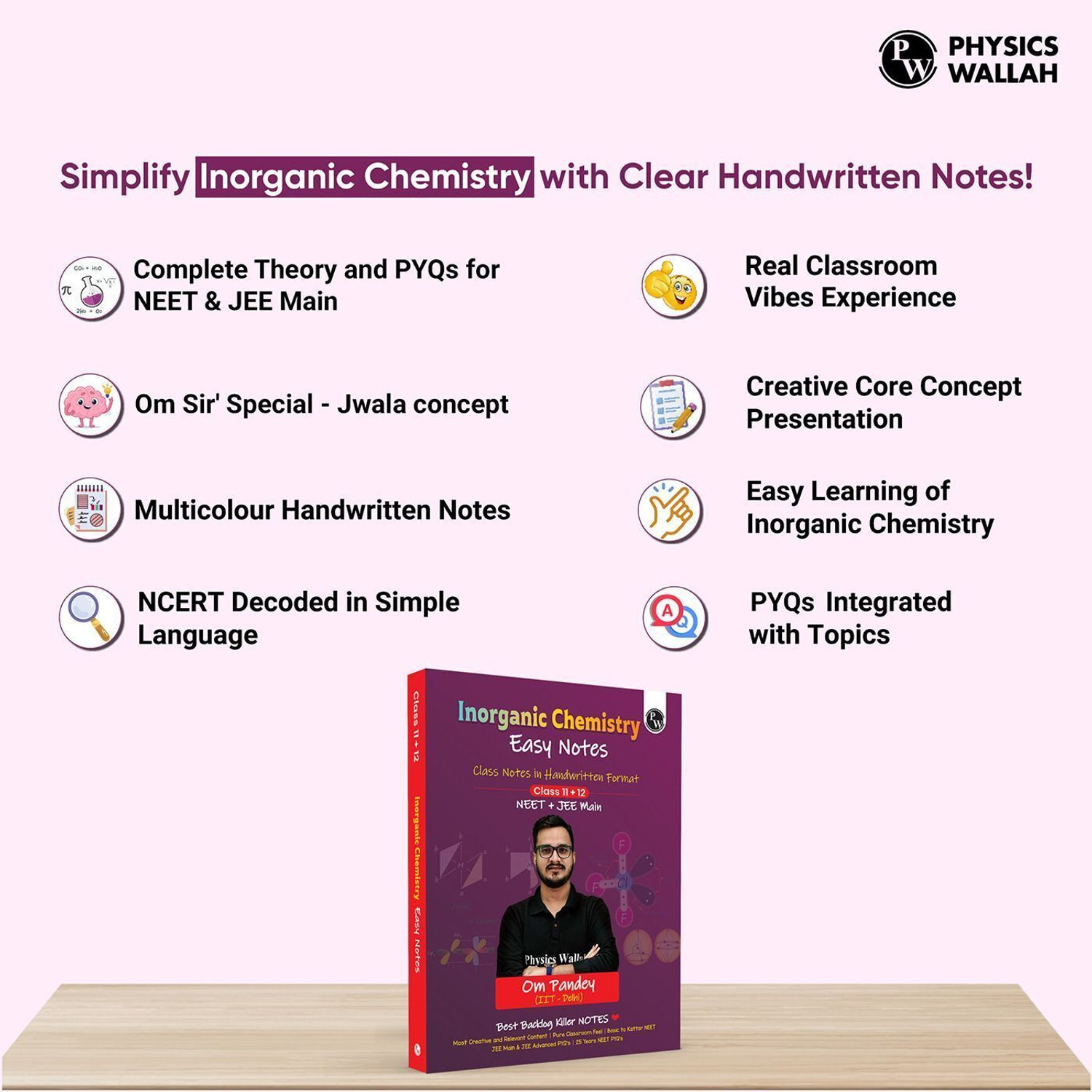 Image of Pw Neet Easy Handwritten Notes Inorganic Chemistry for Neet & Jee Main by Om Pandey | Chapterwise and Topicwise Questions