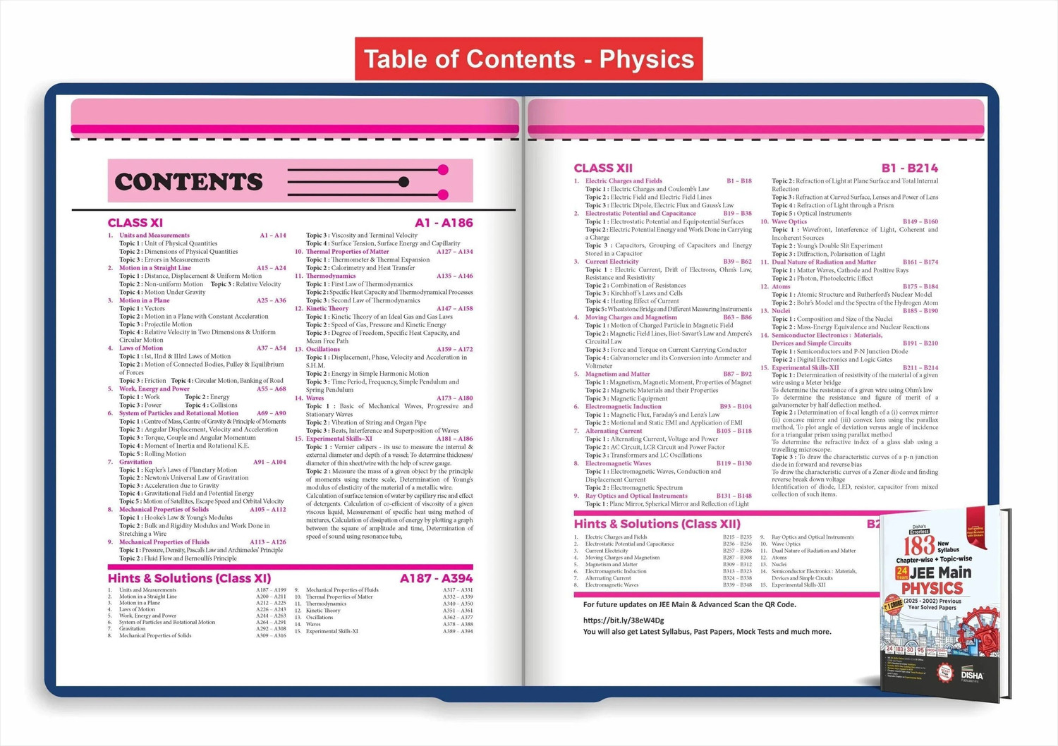 Image of ( OLD EDITION ) Disha's 183 New Syllabus Chapter-wise & Topic-wise JEE Main Physics (2025 - 2002) Previous Year Solved Papers 9th Edition | JEE Mains PYQ Book for 2026 | 100% Solutions