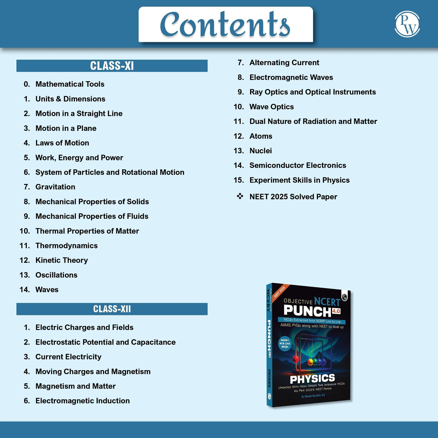 Image of PW Objective NCERT Punch Physics For NEET 2026 By Dr. Manish Raj (MR Sir) l Updated with High Order Time Intensive MCQs and AIIMS PYQs As Per 2025 NEET Paper