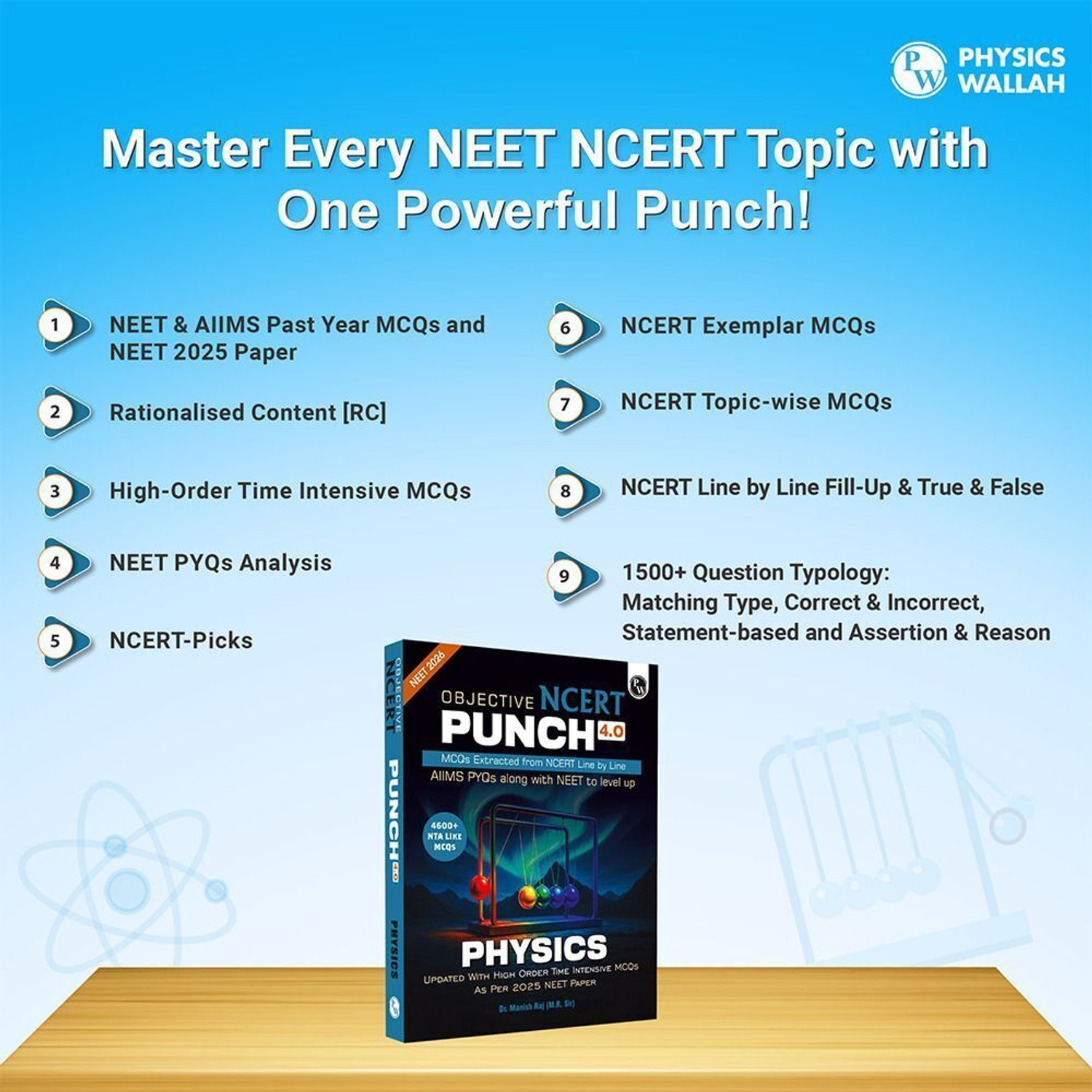 Image of PW Objective NCERT Punch Physics For NEET 2026 By Dr. Manish Raj (MR Sir) l Updated with High Order Time Intensive MCQs and AIIMS PYQs As Per 2025 NEET Paper