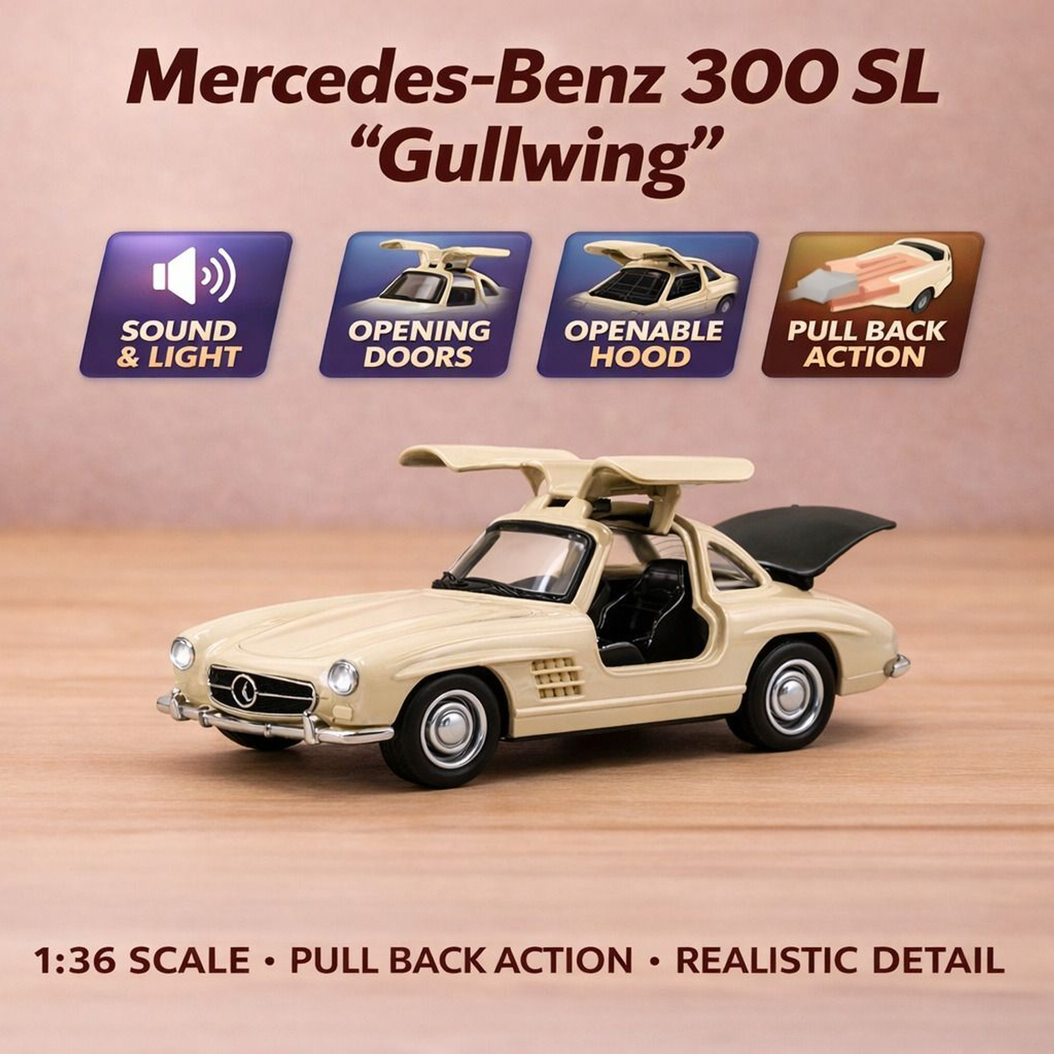 Image of Kidzoy Mercedes-Benz 300 SL Gullwing 1:36 Diecast Model
