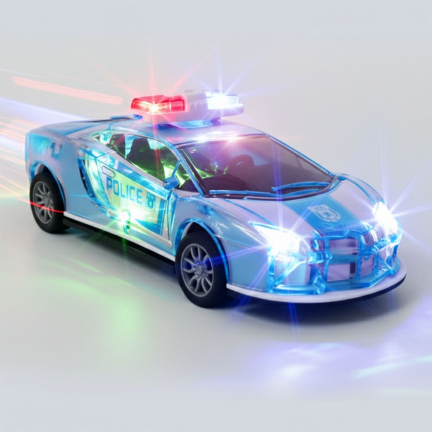 Image of BACHCHARIDE Friction Powered Police Car Toy for Kids with Pull Back Action