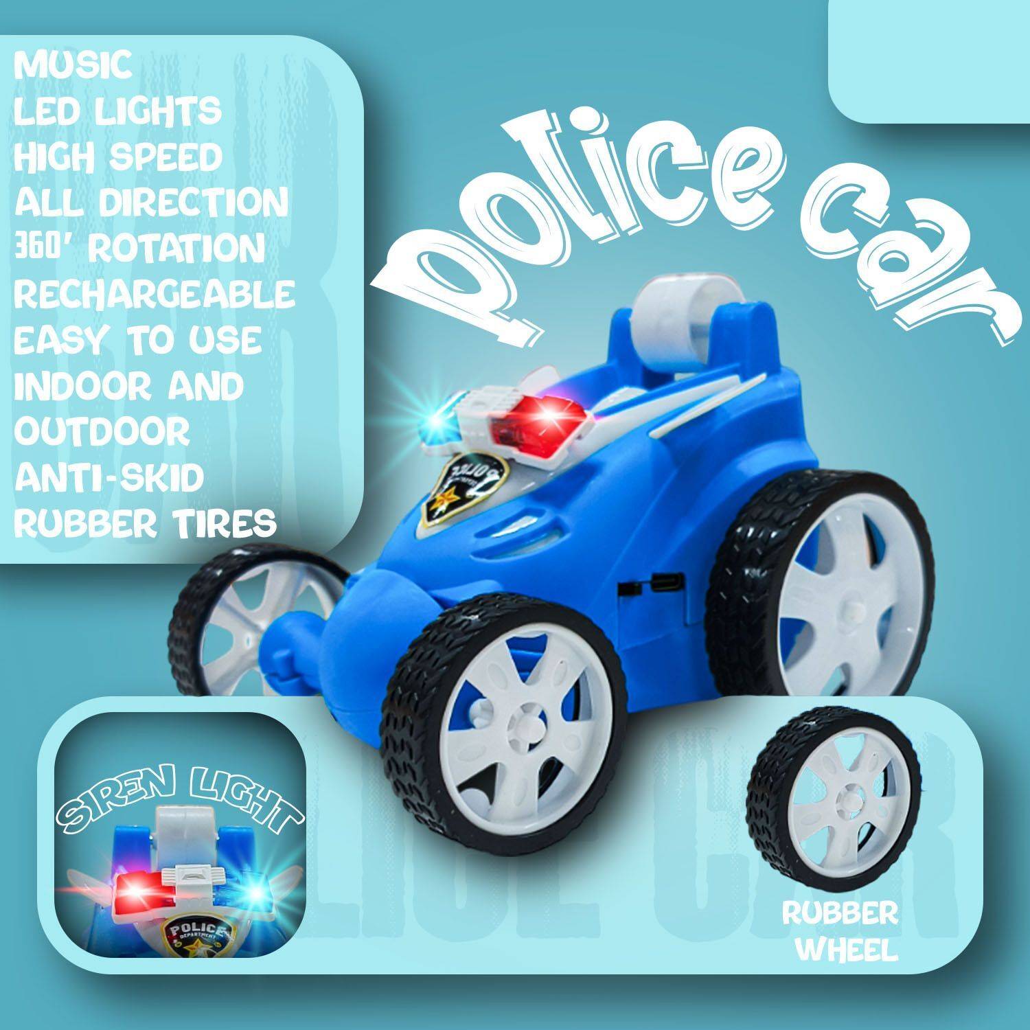 Urban Kiddzone 360° Rotating Police Car Toy - Image 2