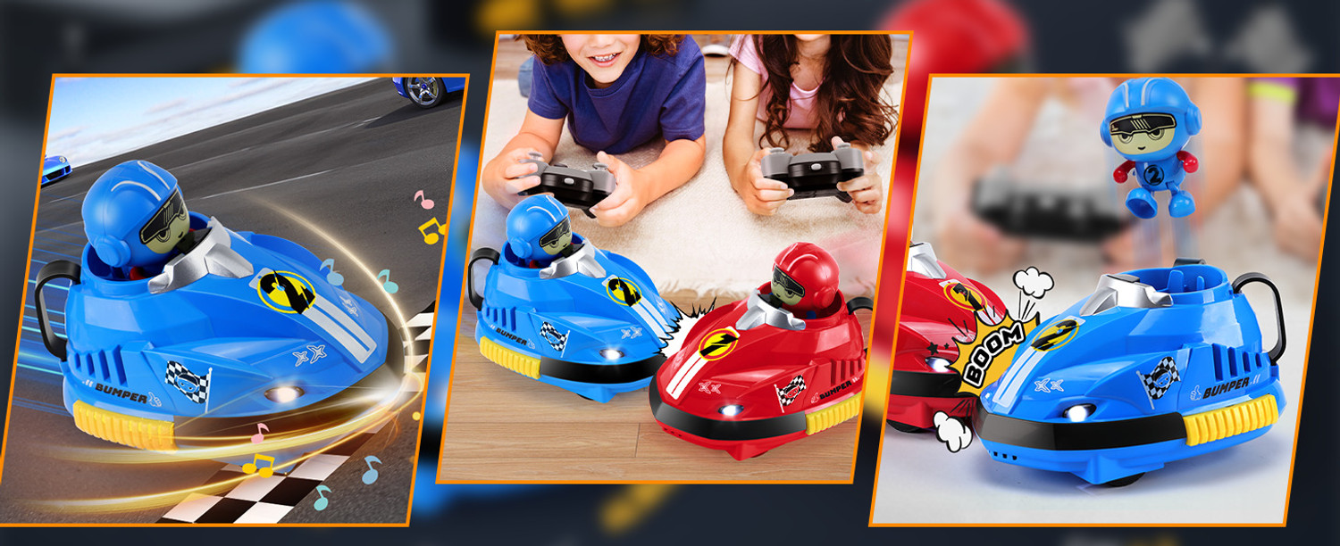 Image of calyxia RC bumper racing car toy set featuring two colorfull cars red and blue toy