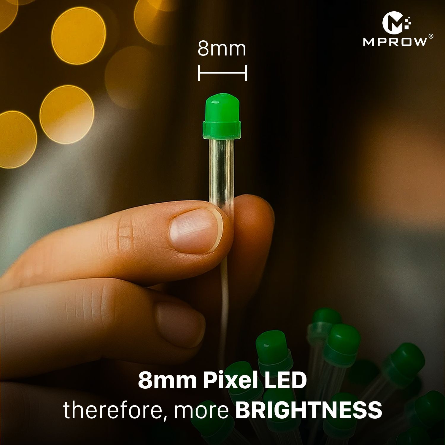 Image of MPROW 34 LEDs 10 m Green Steady String Rice Lights