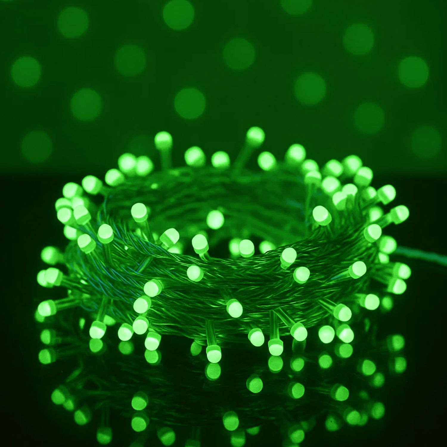 Image of MPROW 34 LEDs 10 m Green Steady String Rice Lights