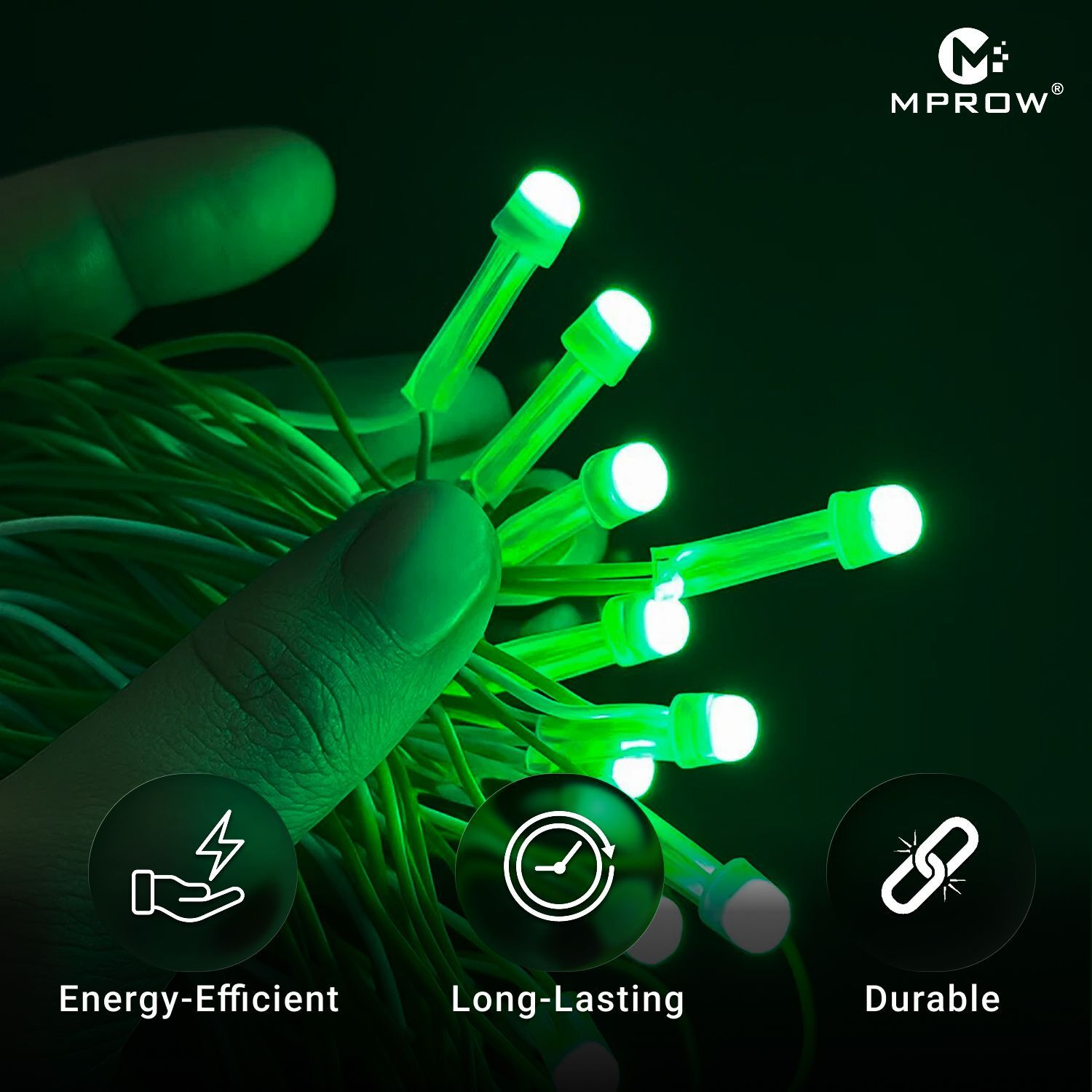Image of MPROW 34 LEDs 10 m Green Steady String Rice Lights