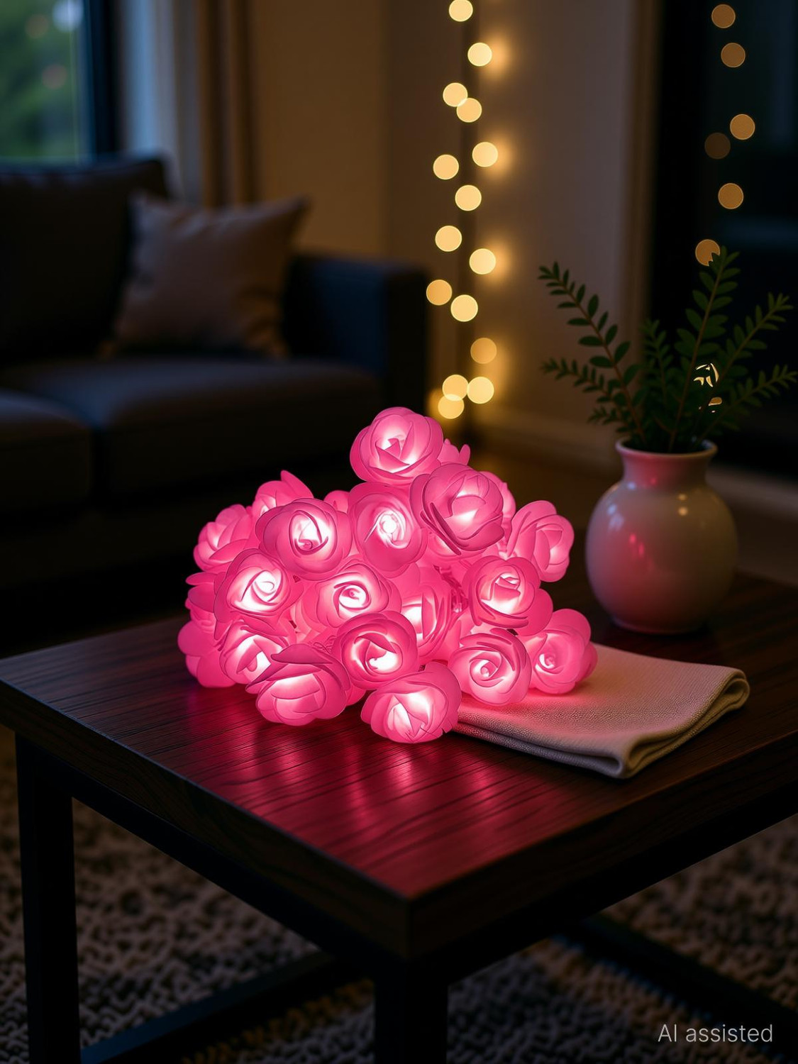 Image of NISCO 20 LEDs 4 m Pink Steady Flower Rice Lights